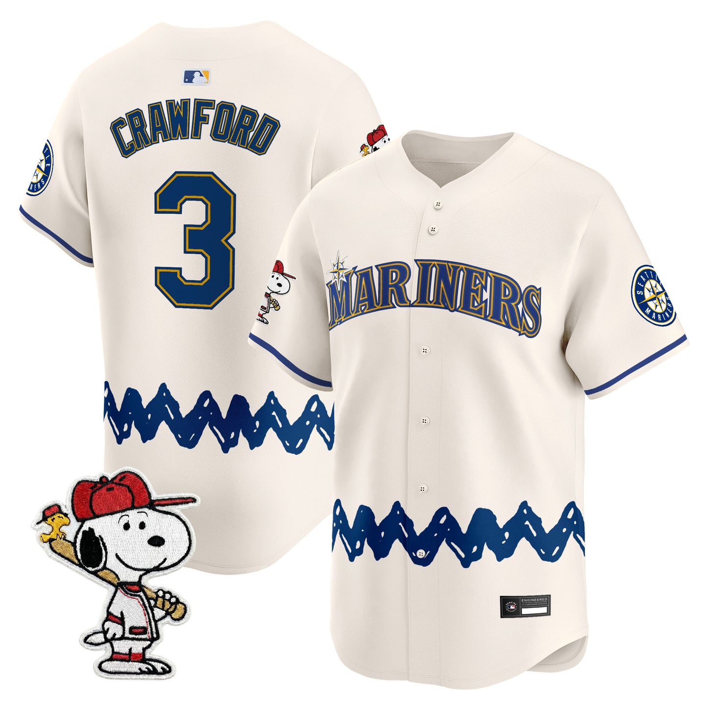 Men's Seattle Mariners x Peanuts Vapor Premier Limited Jersey - Stitched