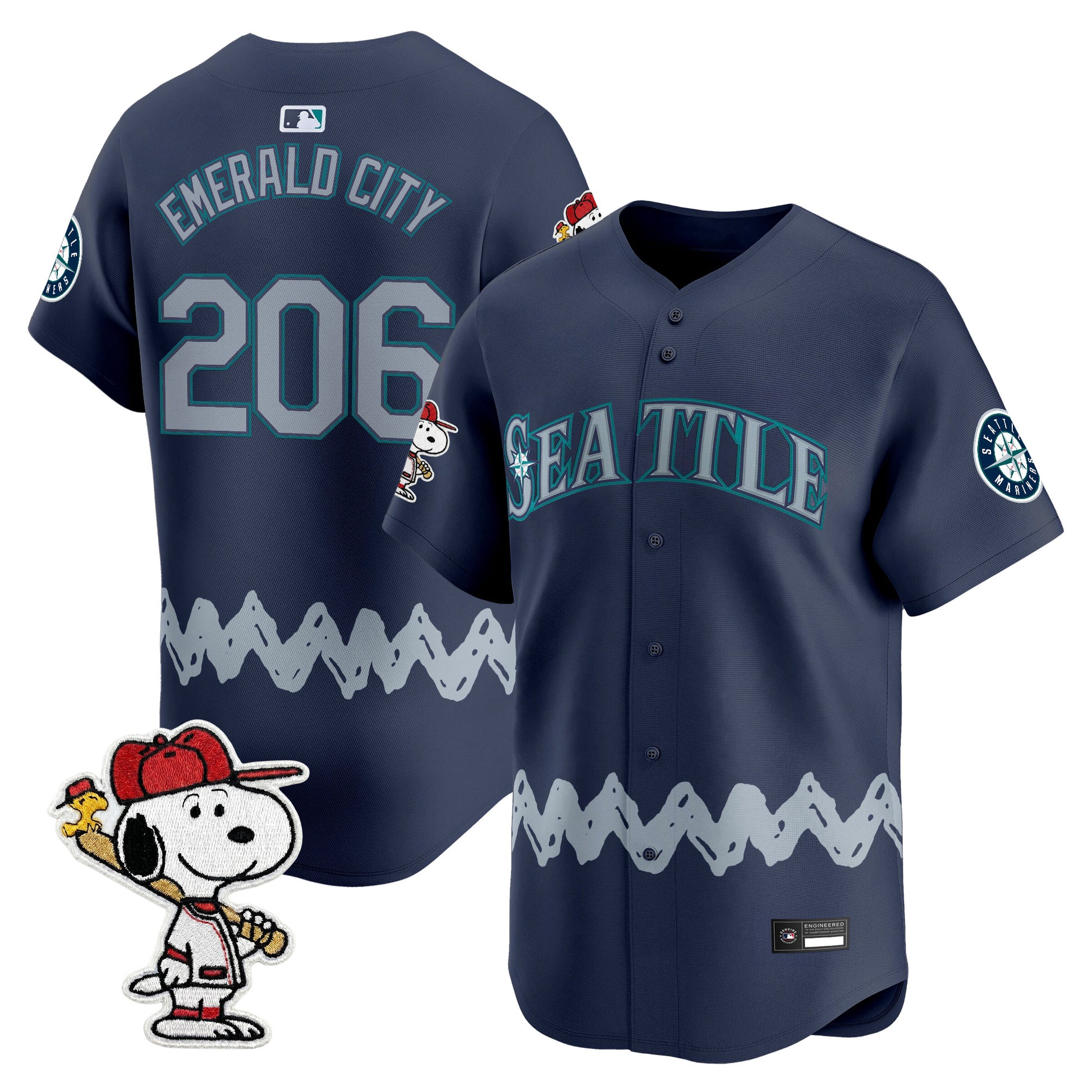 Men's Seattle Mariners x Peanuts Vapor Premier Limited Jersey - Stitched