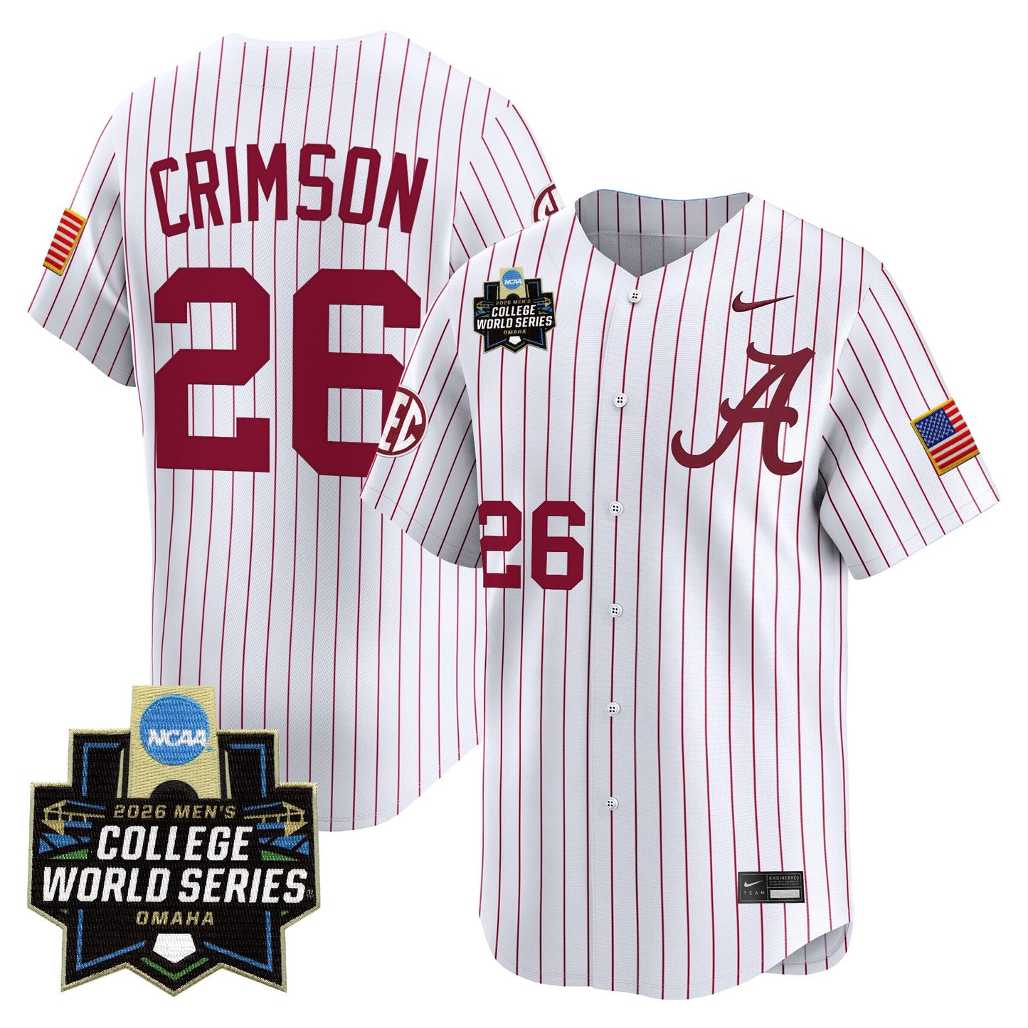 Men's Alabama Crimson Tide 2026 World Series Vapor Premier Limited Jersey - All Stitched