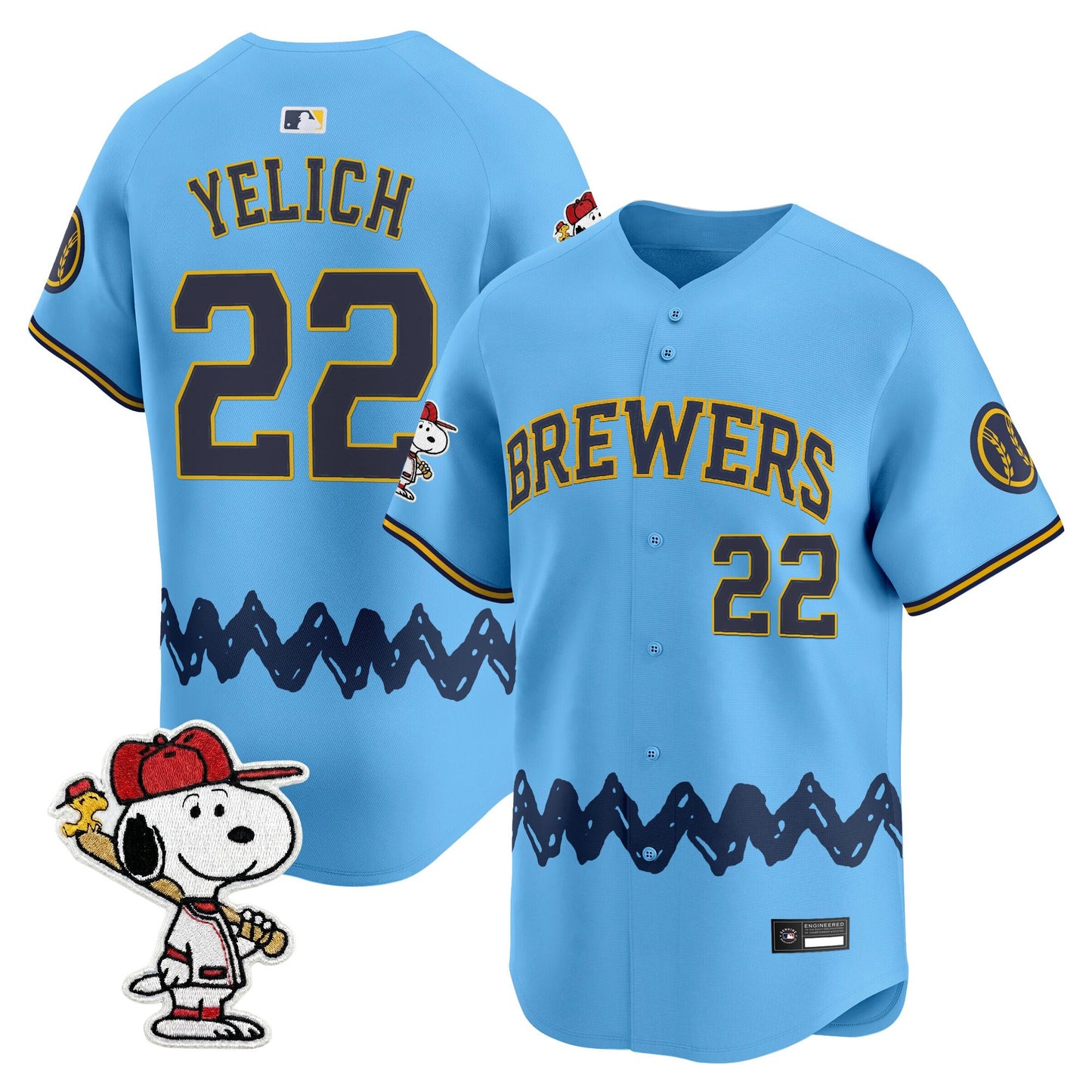 Men's Milwaukee Brewers x Peanuts Vapor Premier Limited Jersey - Stitched