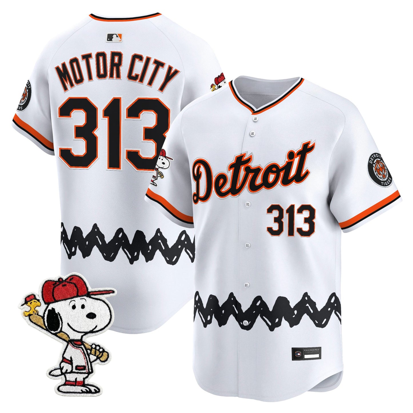 Men's Detroit Tigers x Peanuts Vapor Premier Limited Jersey - Stitched