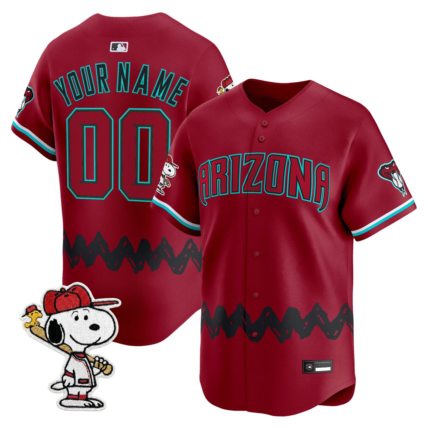 Diamondbacks x Peanuts Vapor Premier Limited Custom Jersey - Stitched