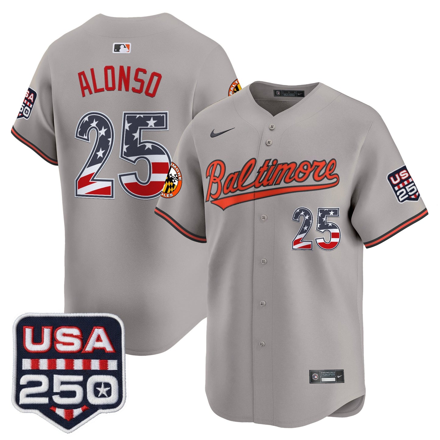 Men's Baltimore Orioles USA 250 Fourth of July Vapor Premier Limited Jersey - All Stitched