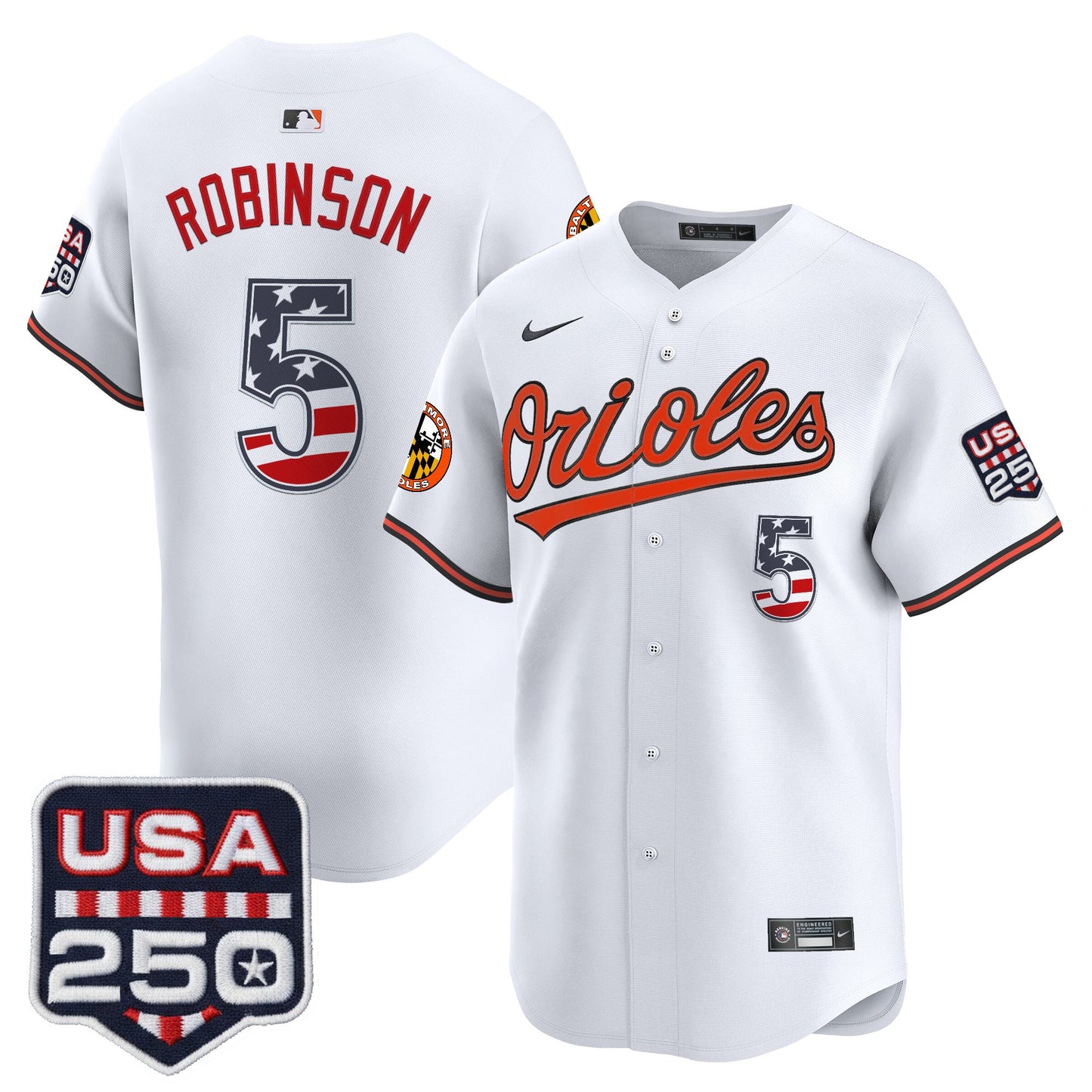 Men's Baltimore Orioles USA 250 Fourth of July Vapor Premier Limited Jersey - All Stitched