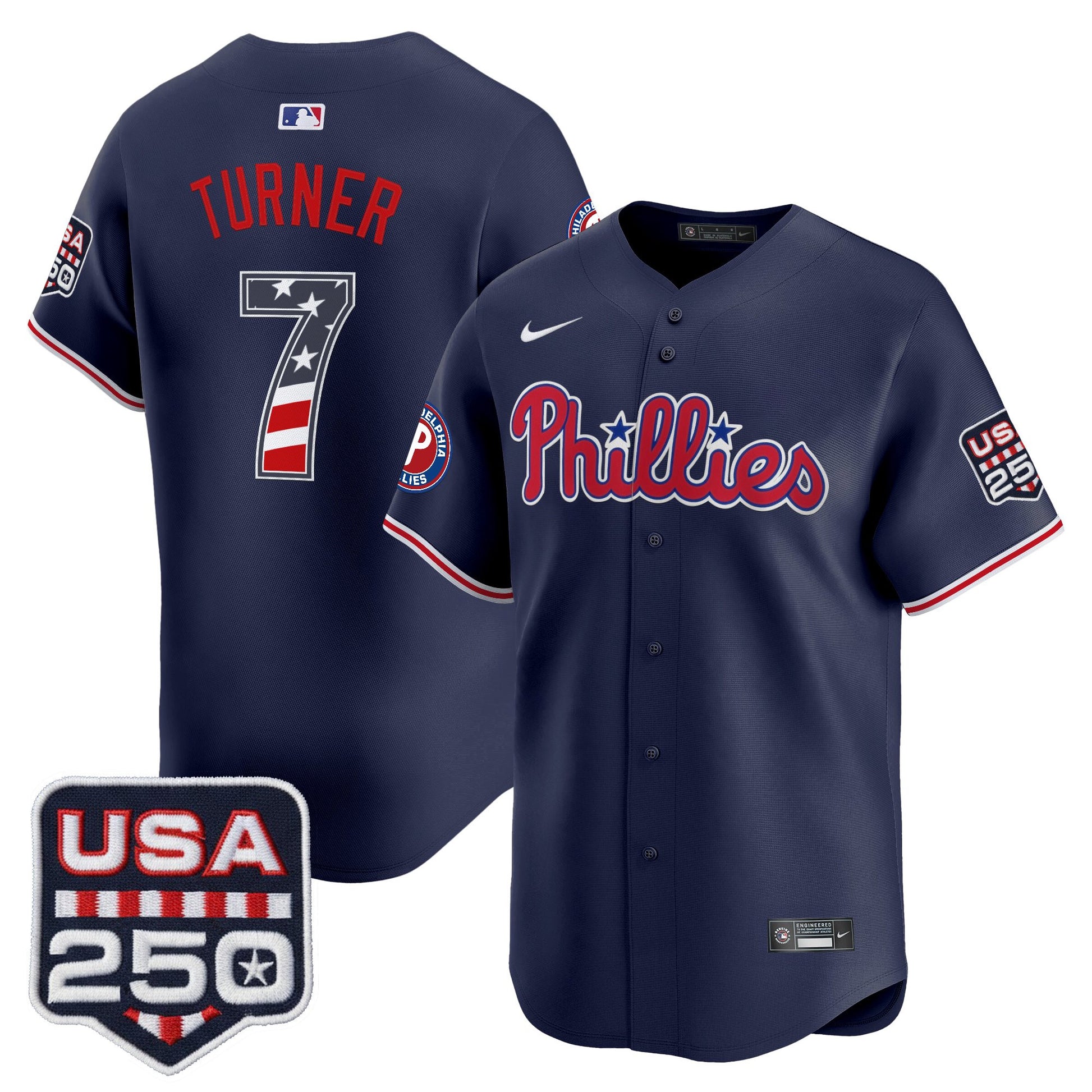 Men's Philadelphia Phillies USA 250 Fourth of July Vapor Premier Limited Jersey - All Stitched