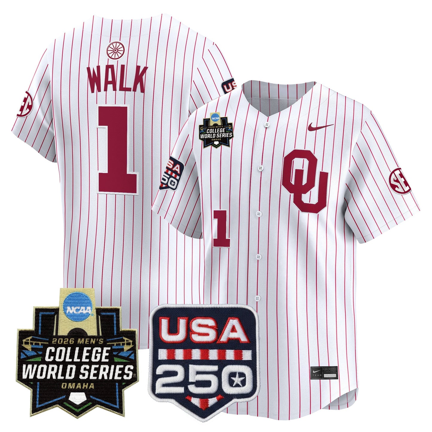 Men's Oklahoma Sooners 2026 World Series Vapor Premier Limited Jersey - 250 America Patch - All Stitched