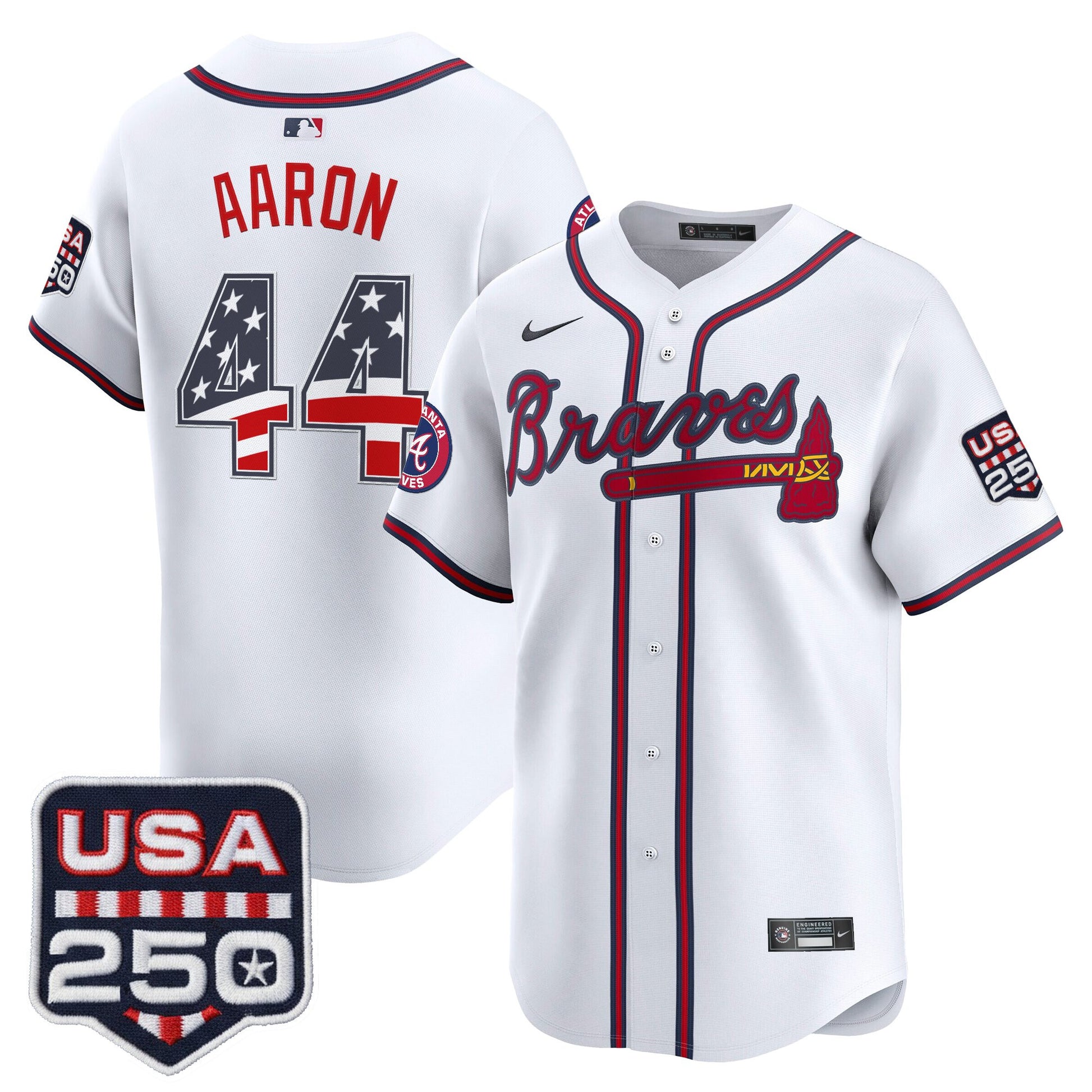 Men's Atlanta Braves USA 250 Fourth of July Vapor Premier Limited Jersey - All Stitched