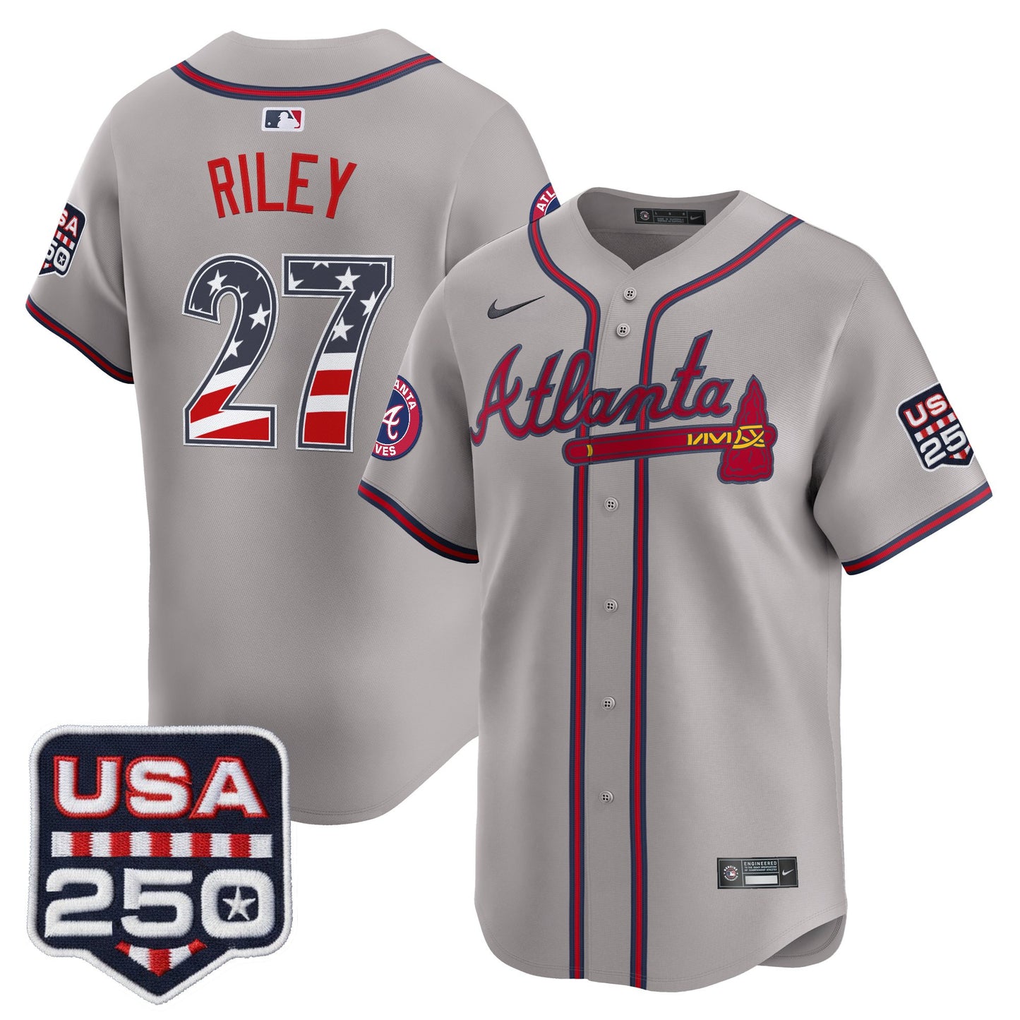 Men's Atlanta Braves USA 250 Fourth of July Vapor Premier Limited Jersey - All Stitched