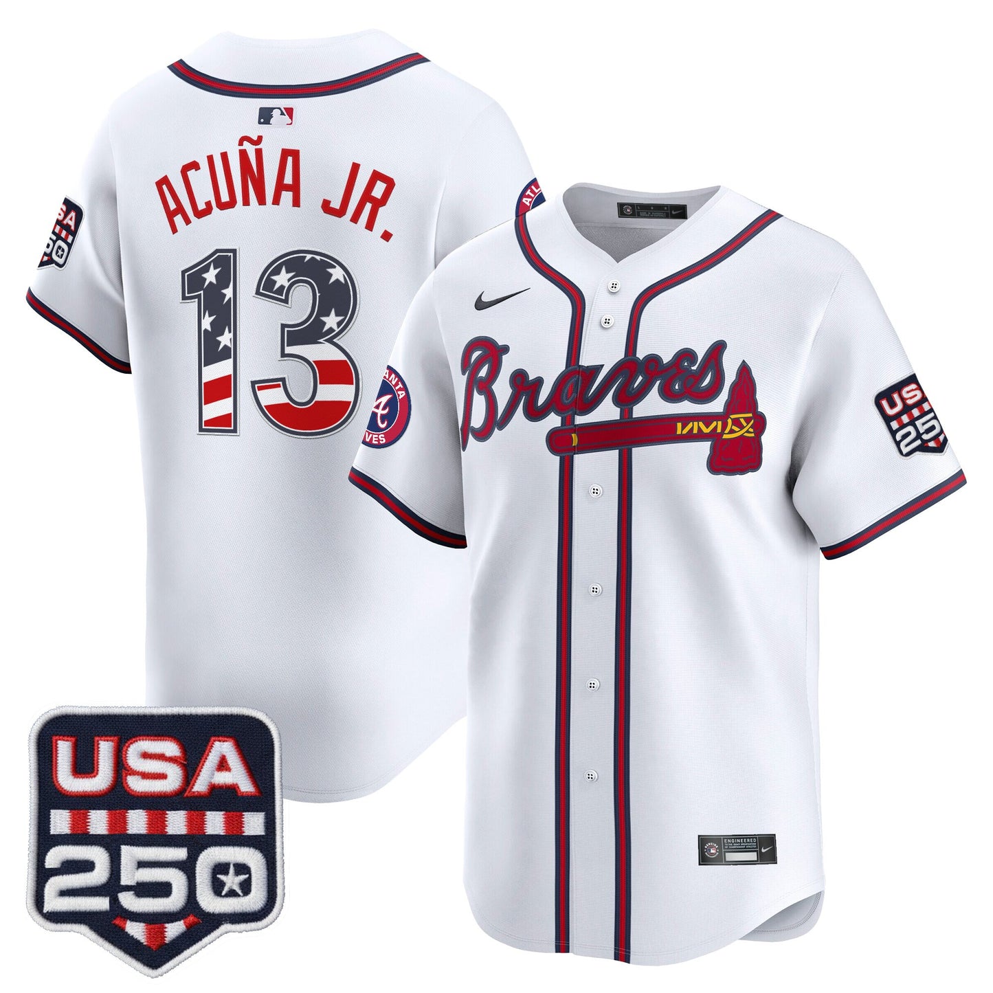 Men's Atlanta Braves USA 250 Fourth of July Vapor Premier Limited Jersey - All Stitched