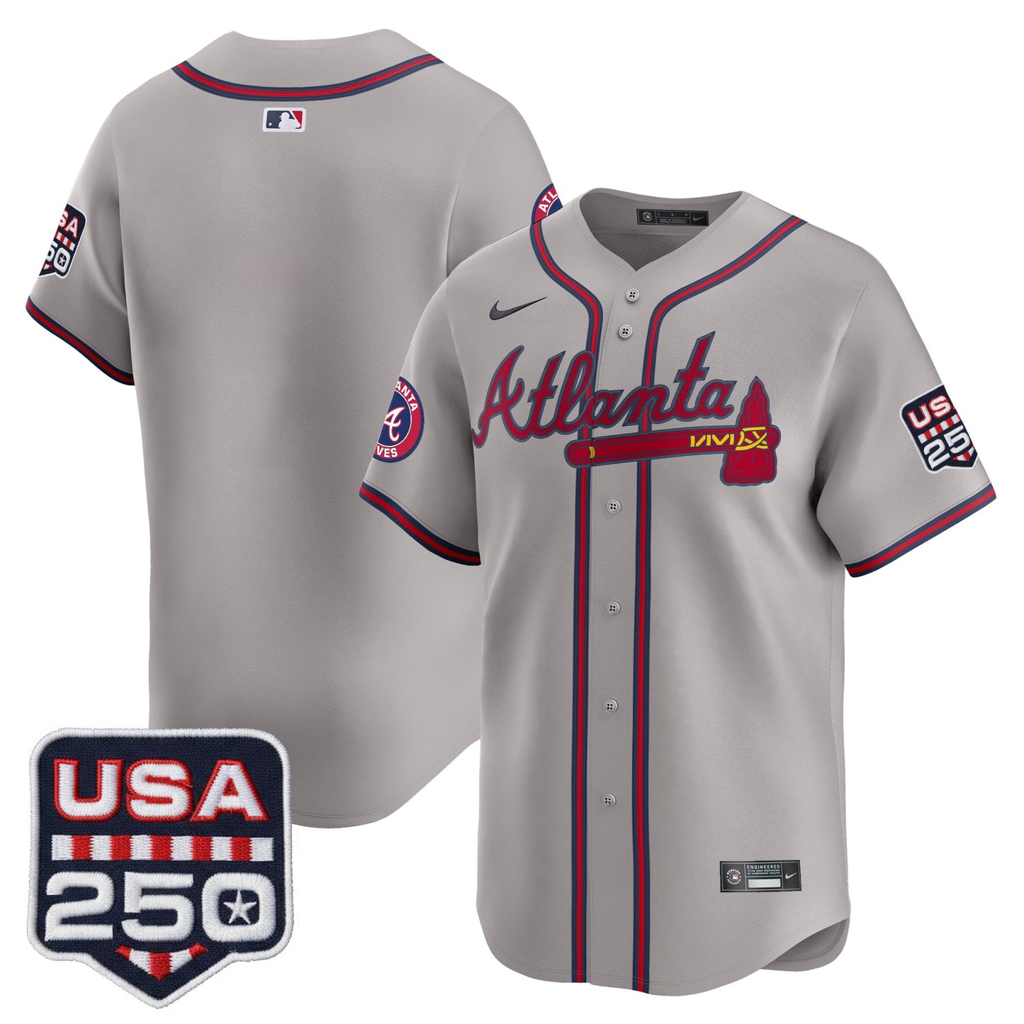 Men's Atlanta Braves USA 250 Fourth of July Vapor Premier Limited Jersey - All Stitched