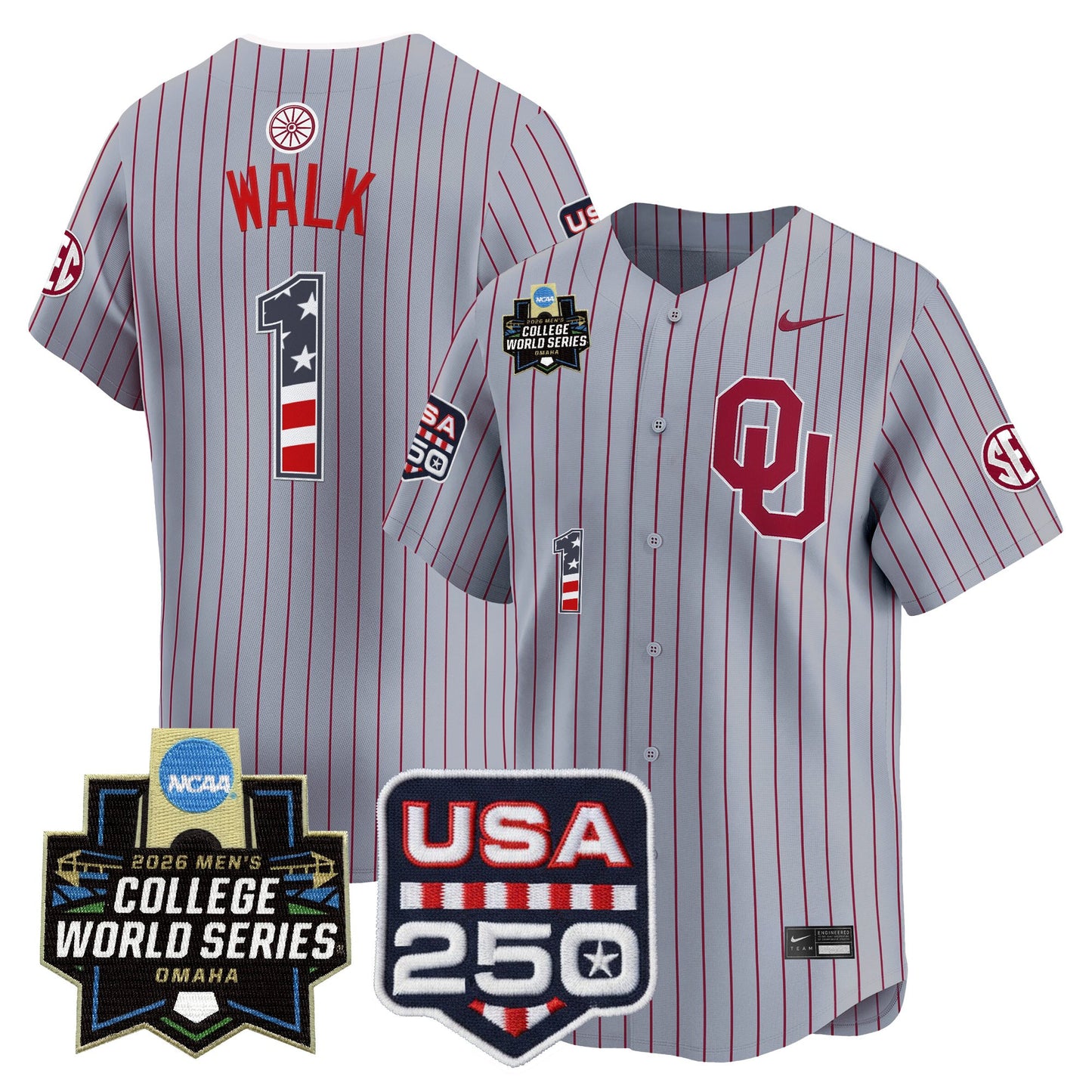 Men's Oklahoma Sooners USA 250 Fourth of July Vapor Premier Limited Jersey - 2026 World Series Patch - All Stitched