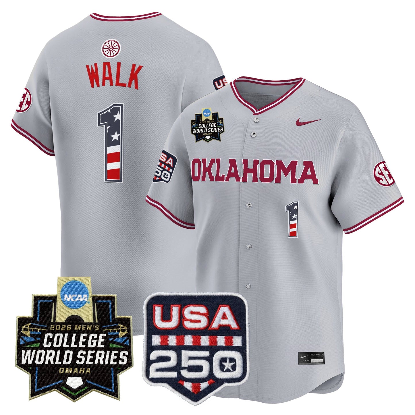 Men's Oklahoma Sooners USA 250 Fourth of July Vapor Premier Limited Jersey - 2026 World Series Patch - All Stitched