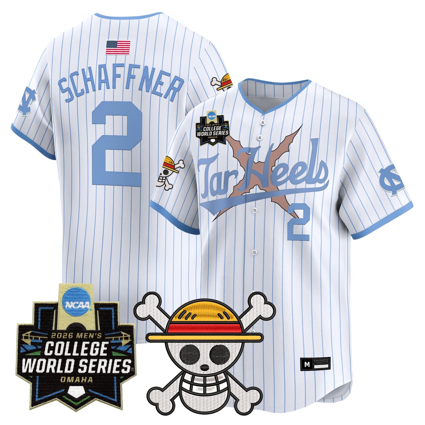 Men's North Carolina Tar Heels 2026 World Series x One Piece Vapor Premier Limited Jersey - All Stitched