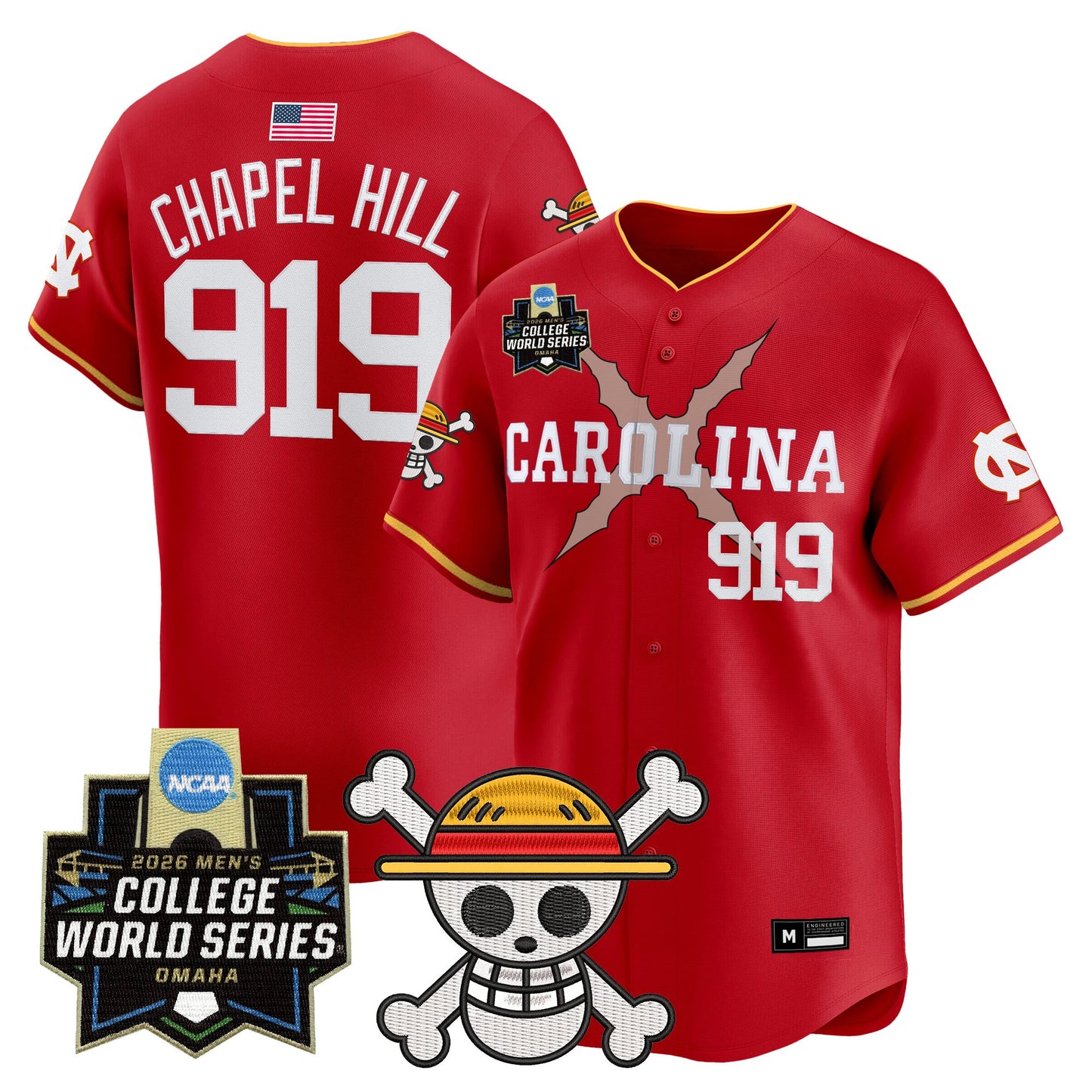 Men's North Carolina Tar Heels 2026 World Series x One Piece Vapor Premier Limited Jersey - All Stitched
