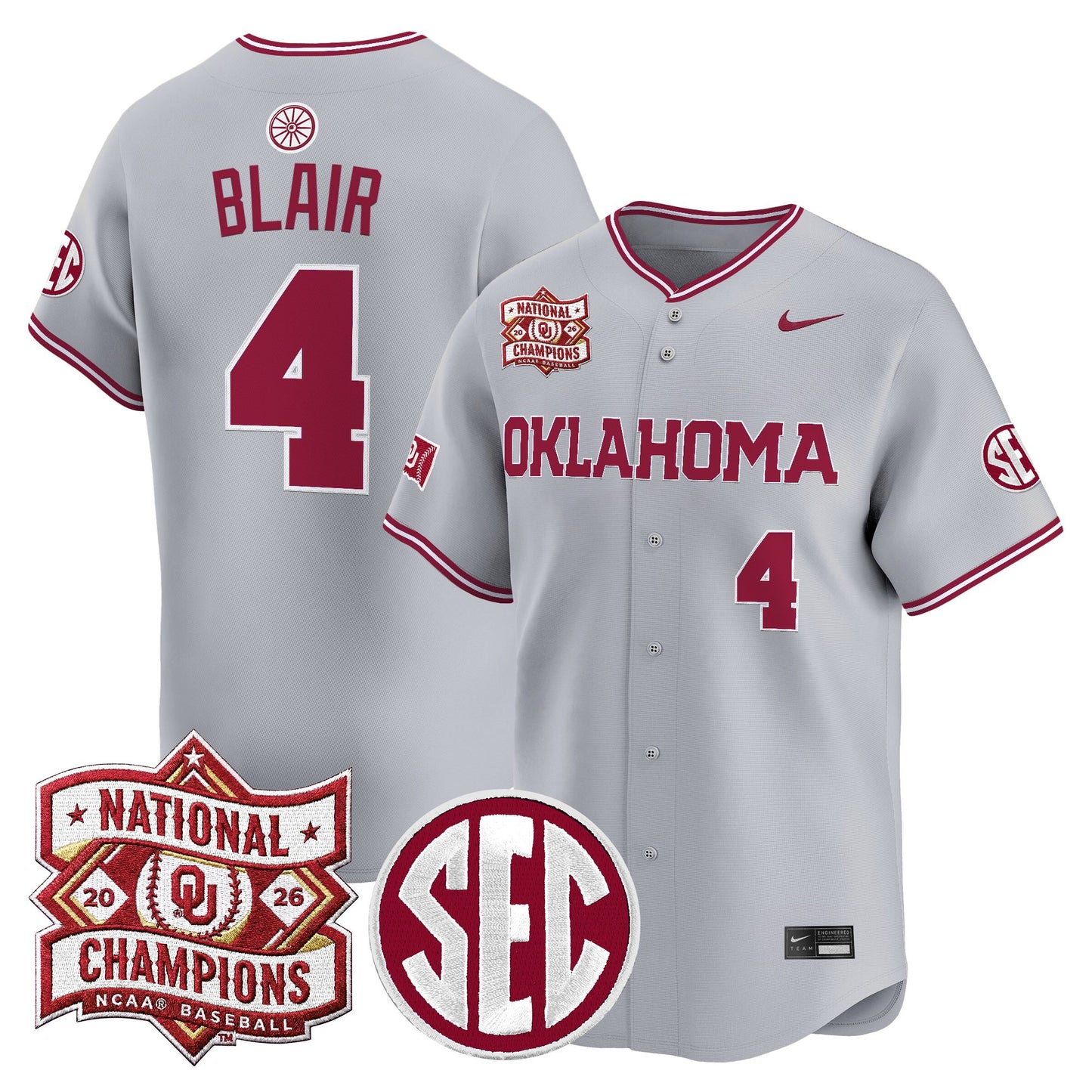 Men's Oklahoma Sooners 2026 National Champions Patch Vapor Premier Limited Jersey - All Stitched