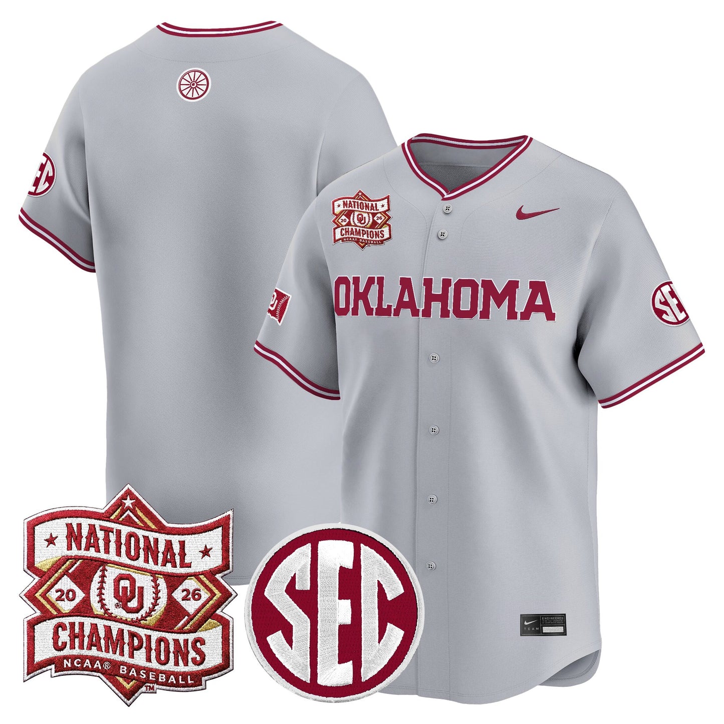 Men's Oklahoma Sooners 2026 National Champions Patch Vapor Premier Limited Jersey - All Stitched