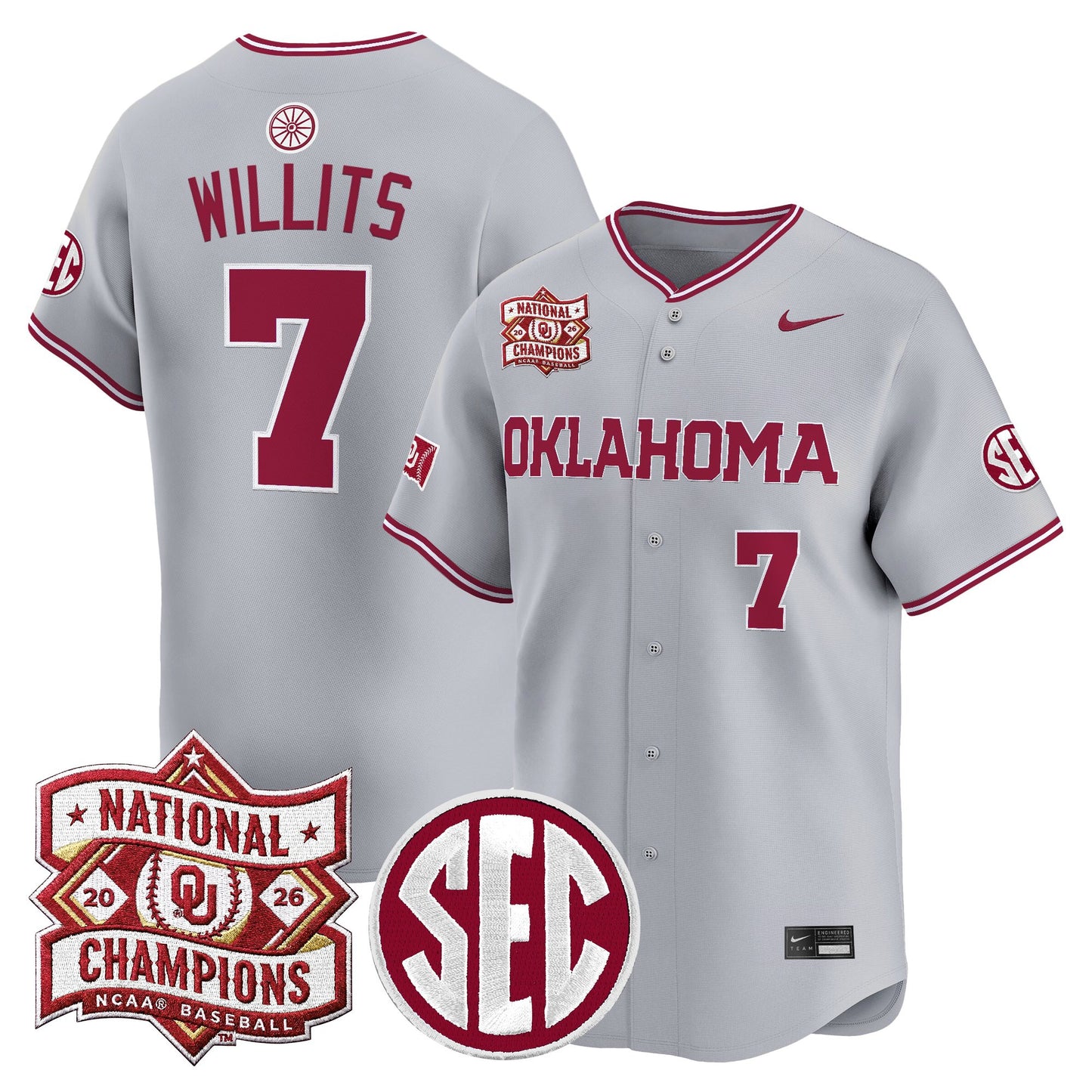 Men's Oklahoma Sooners 2026 National Champions Patch Vapor Premier Limited Jersey - All Stitched
