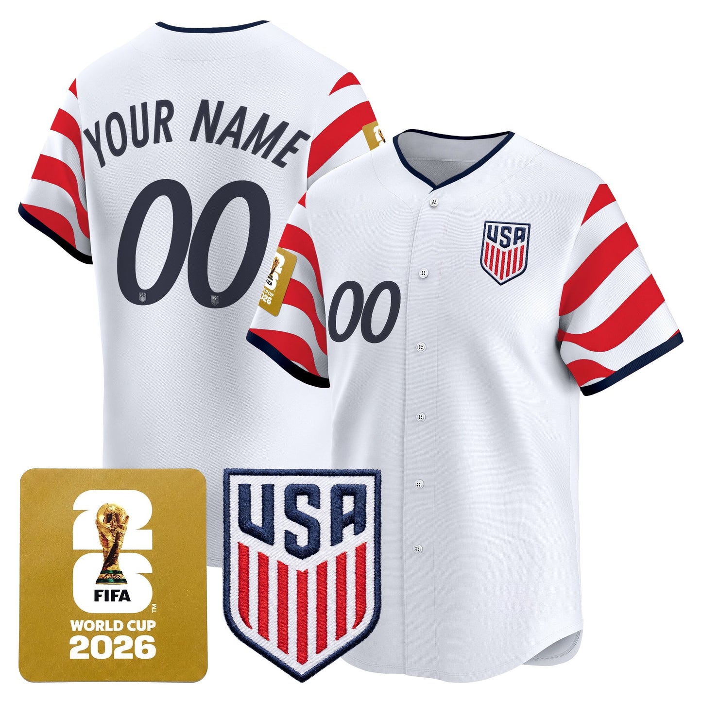 USMNT 2026 World Cup Vapor Custom Baseball Jersey - Stitched