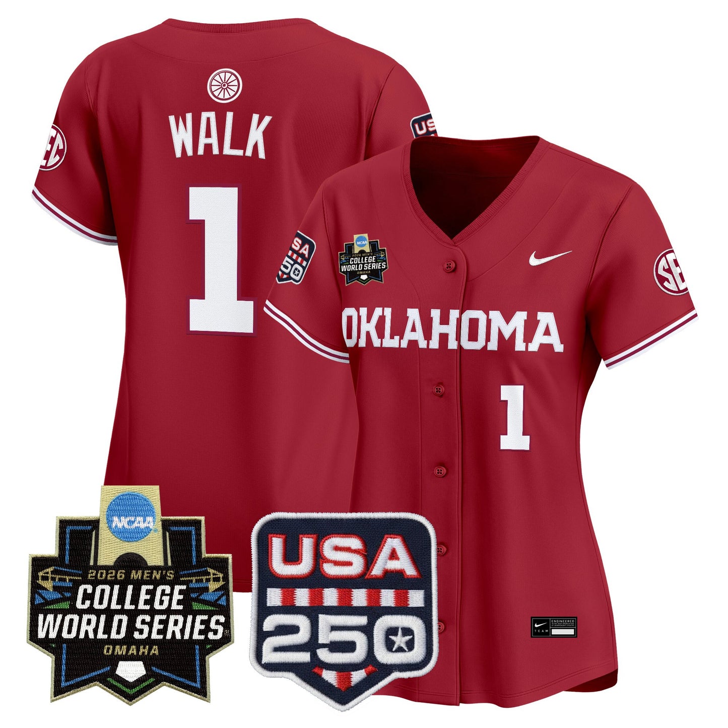 Women's Oklahoma Sooners 2026 World Series Vapor Premier Limited Jersey - 250 America Patch - All Stitched