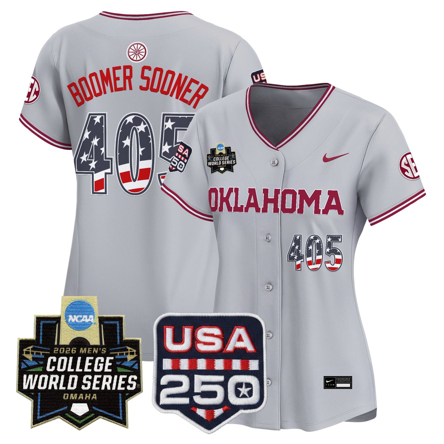 Women's Oklahoma Sooners USA 250 Fourth of July Vapor Premier Limited Jersey - 2026 World Series patch - All Stitched