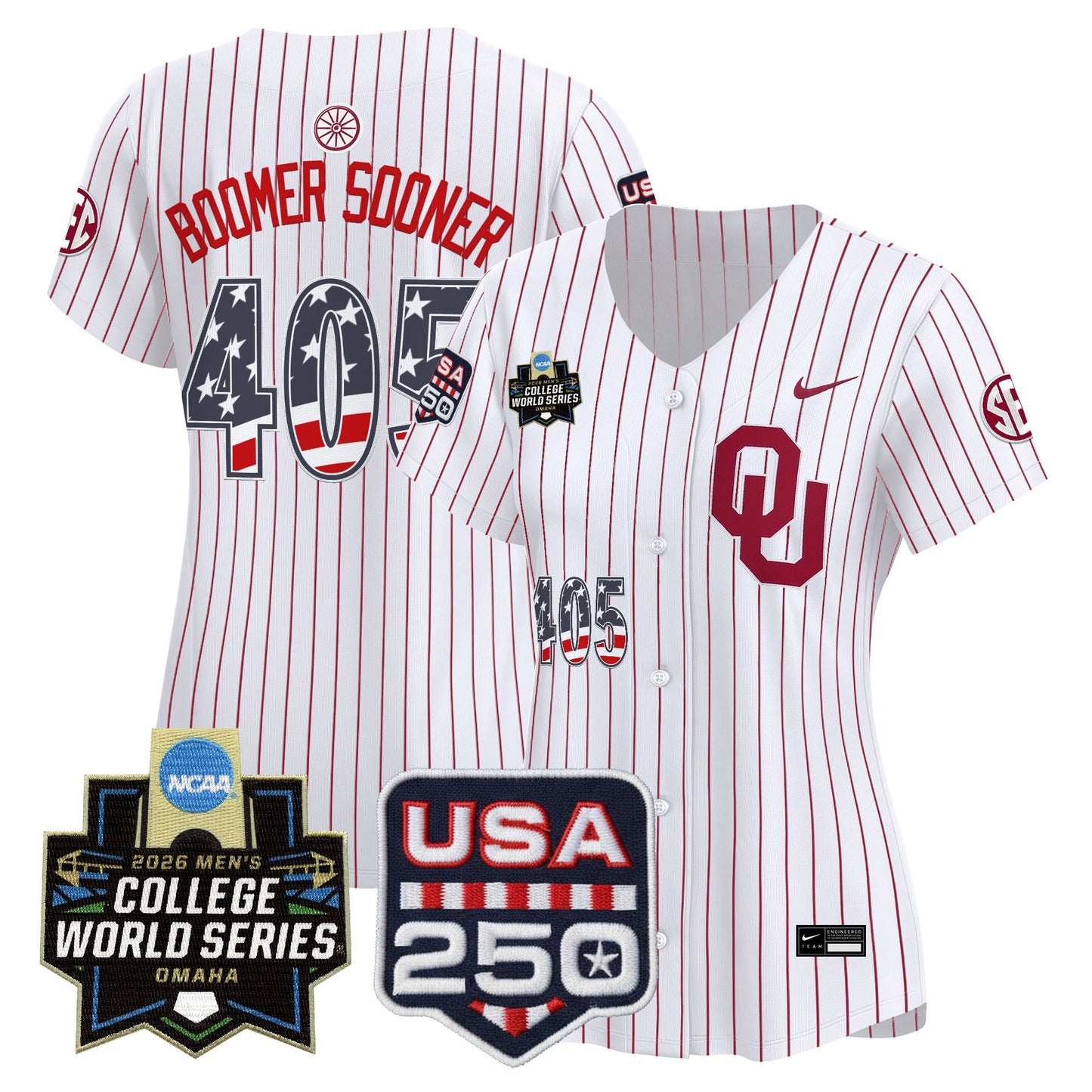 Women's Oklahoma Sooners USA 250 Fourth of July Vapor Premier Limited Jersey - 2026 World Series patch - All Stitched