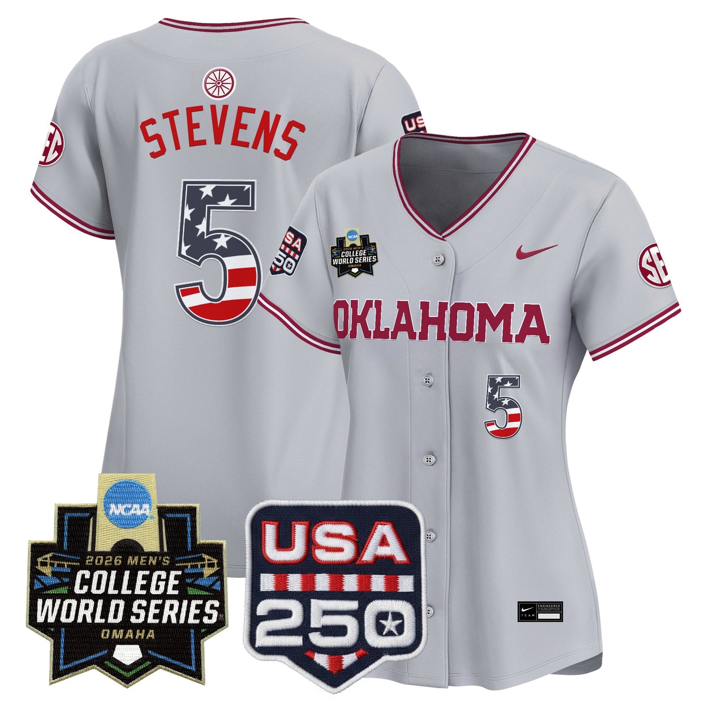 Women's Oklahoma Sooners USA 250 Fourth of July Vapor Premier Limited Jersey - 2026 World Series patch - All Stitched