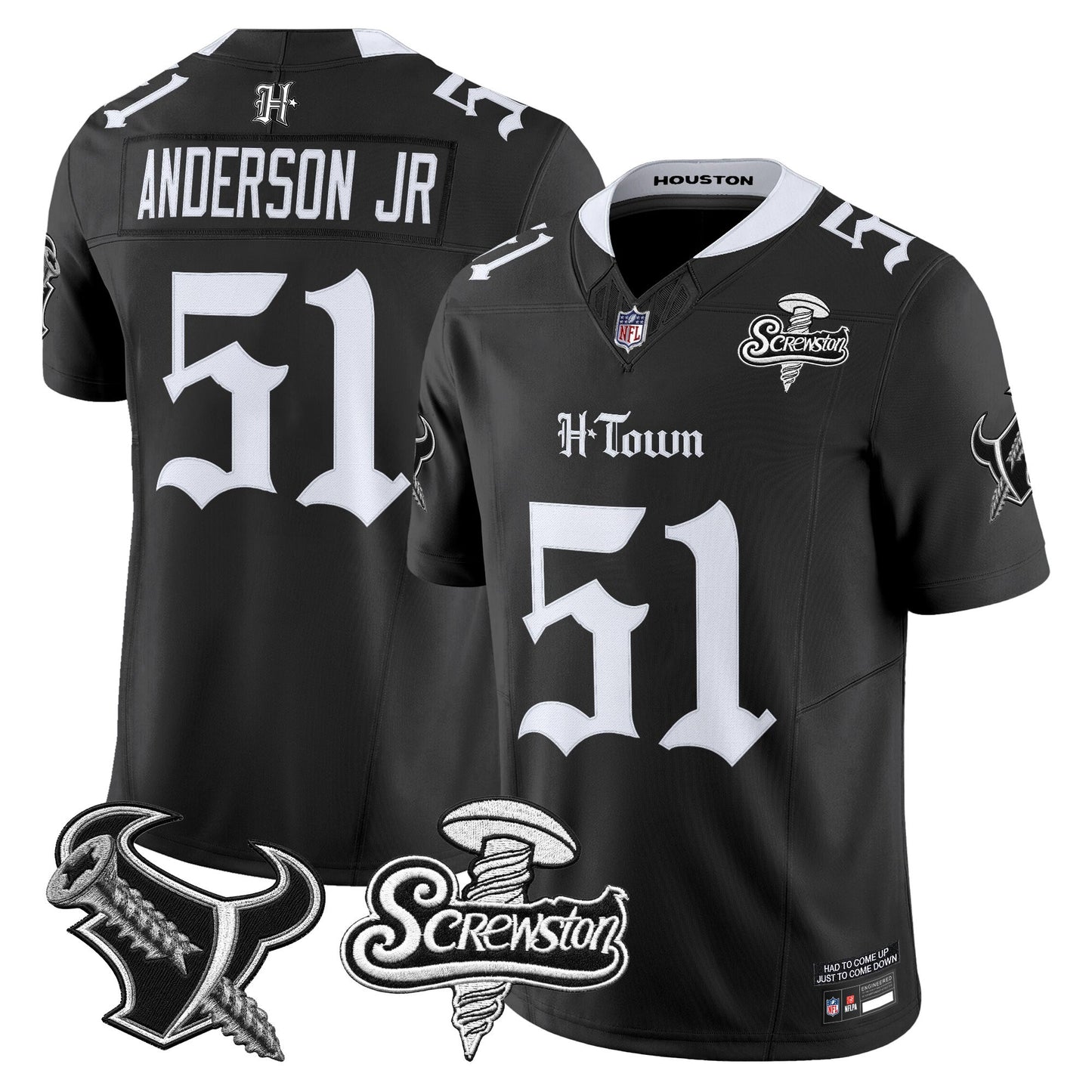 Men's Houston Texans DJ Screw Vapor Limited Jersey - Gothic Edition - All Stitched