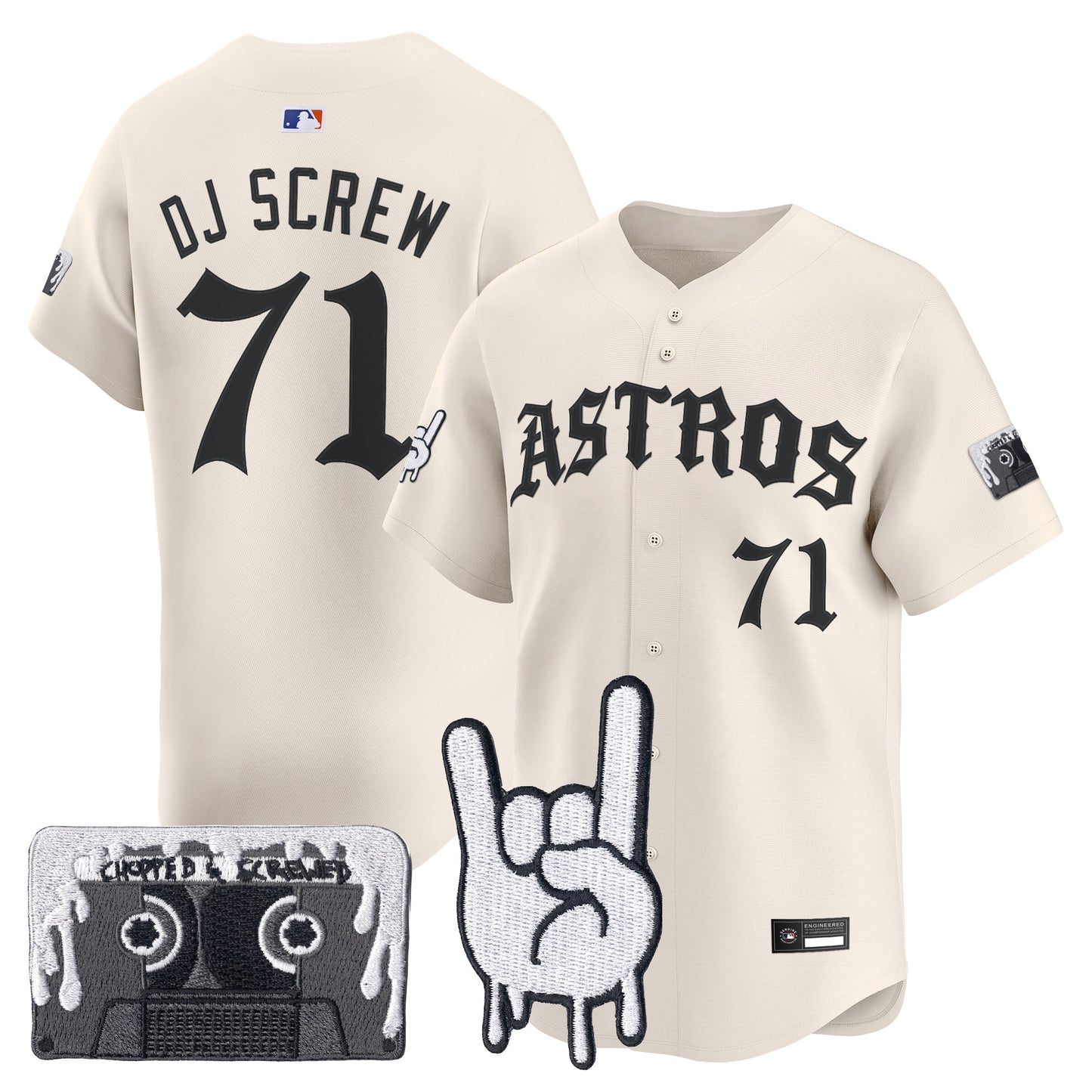 Men's Houston Astros Dj Screw Vapor Premier Limited Jersey - Gothic Edition - All Stitched