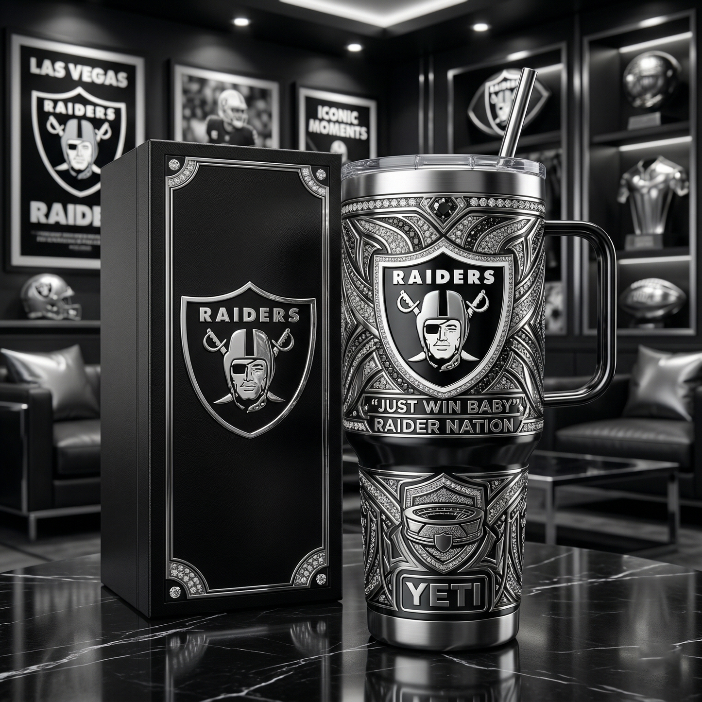 Las Vegas Raiders 40 oz Tumbler with Handle and Lid