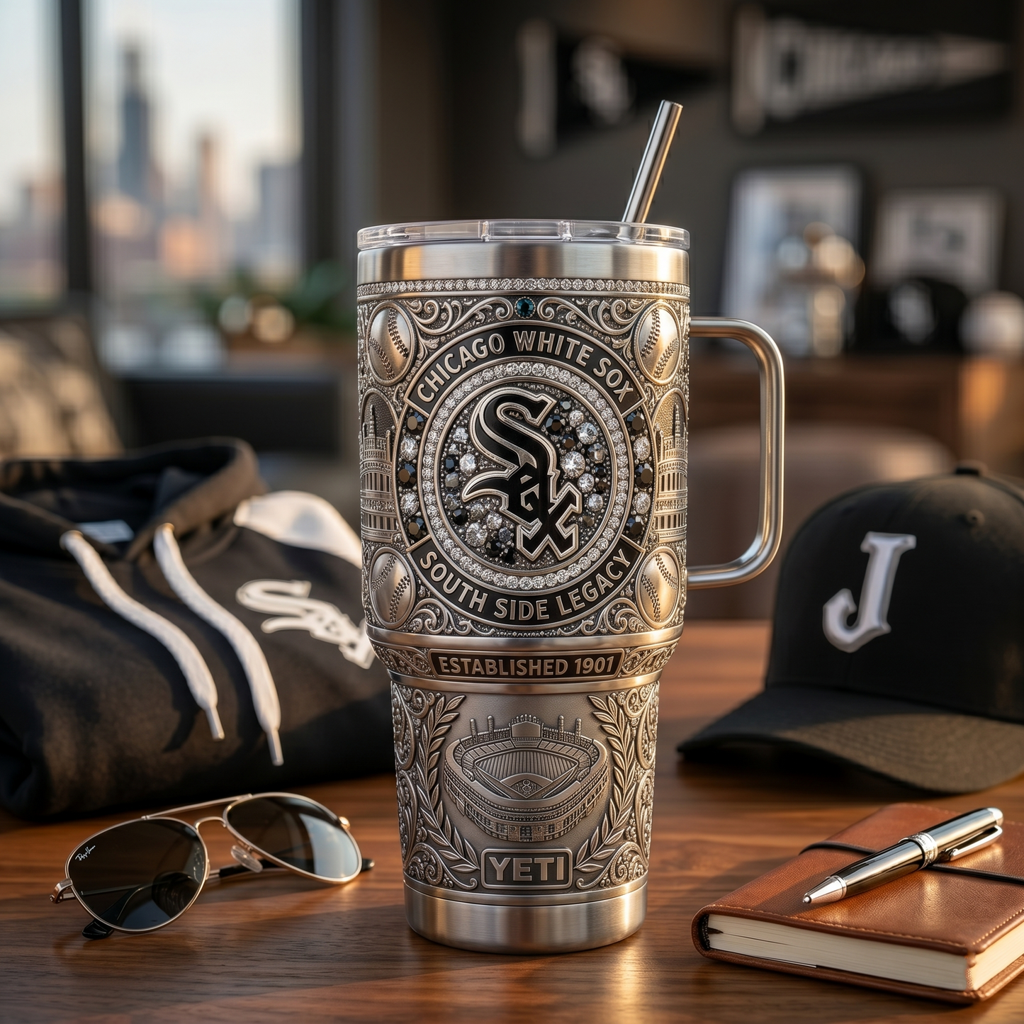 Chicago White Sox 40 oz Tumbler with Handle and Lid
