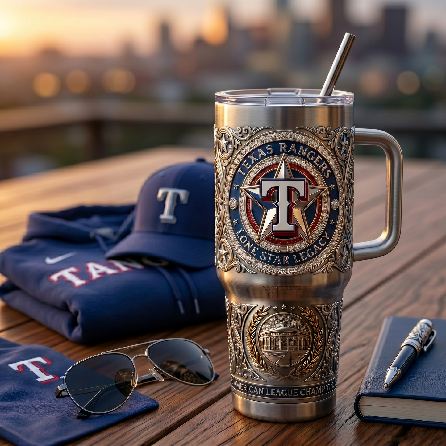 Texas Rangers 40 oz Tumbler with Handle and Lid