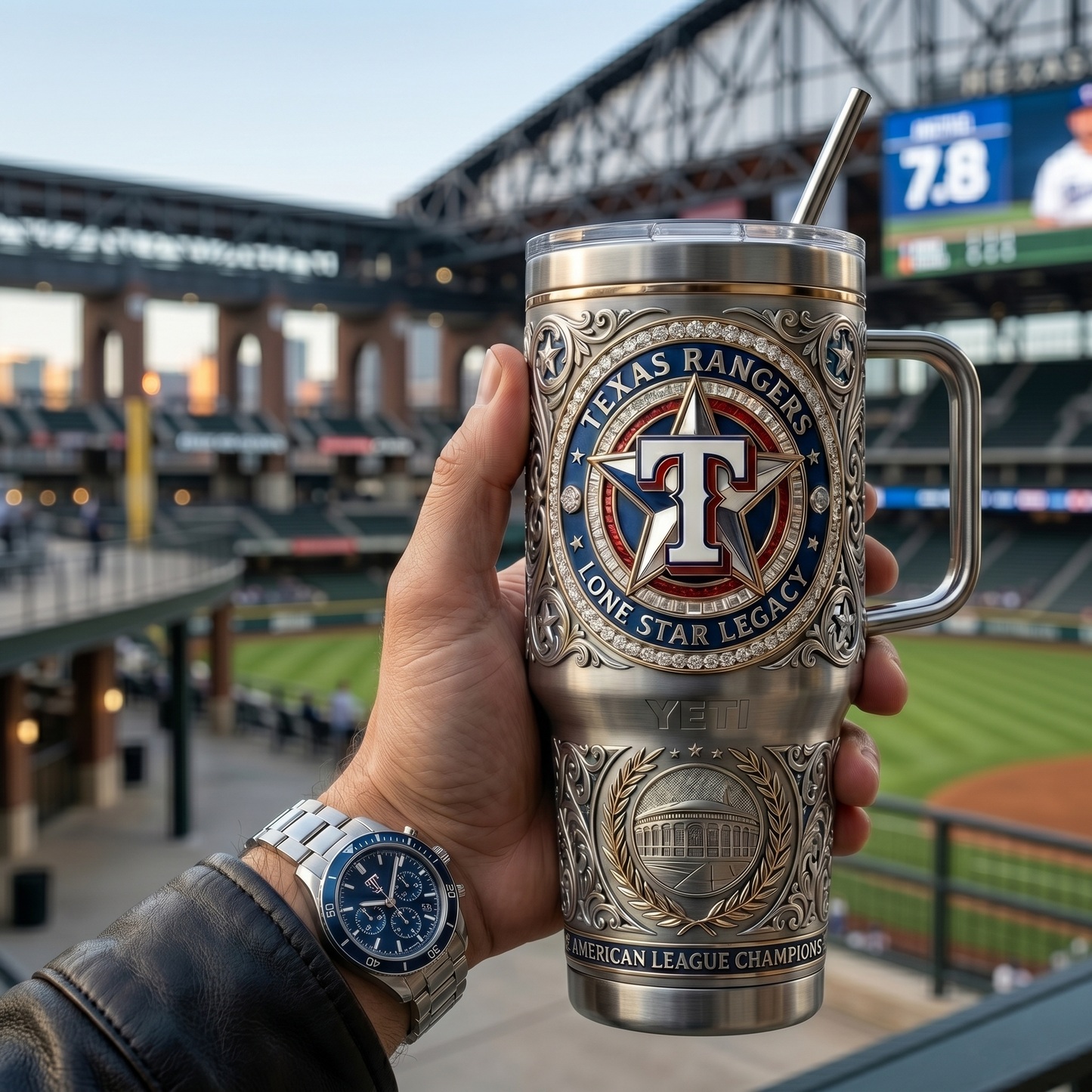 Texas Rangers 40 oz Tumbler with Handle and Lid