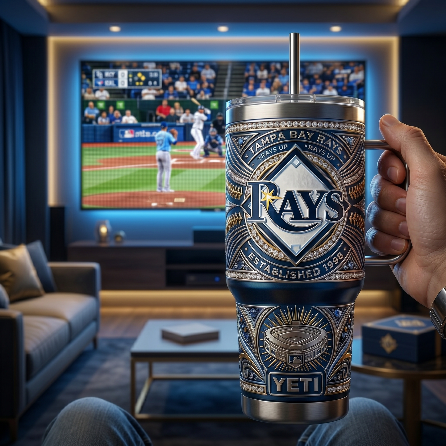 Tampa Bay Rays 40 oz Tumbler with Handle and Lid