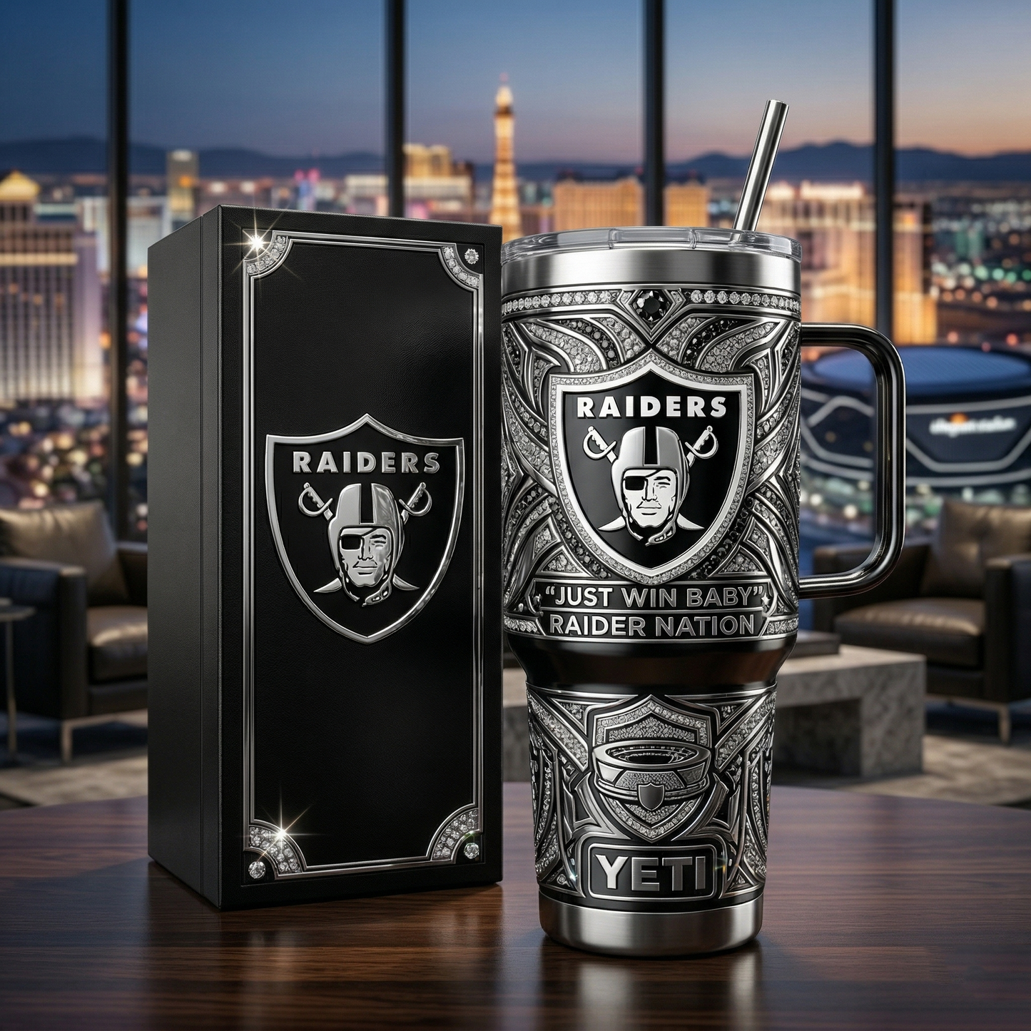 Raiders 40 oz Tumbler with Handle and Lid