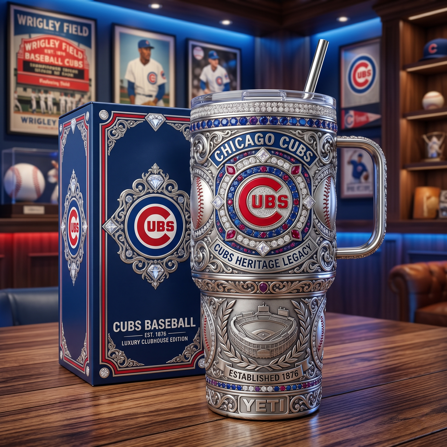 Chicago Cubs 40 oz Tumbler with Handle and Lid