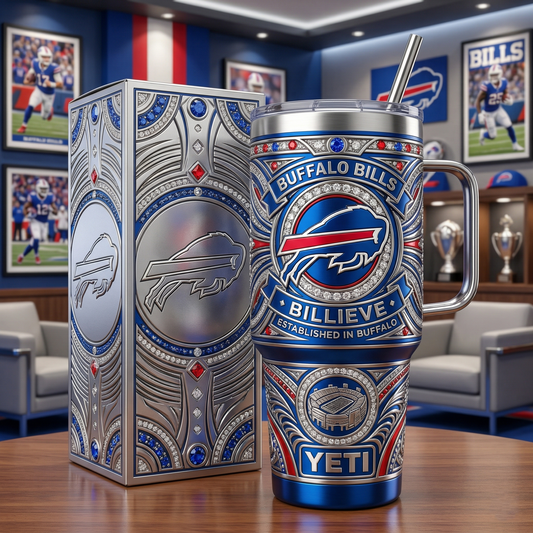 Bills 40 oz Tumbler with Handle and Lid