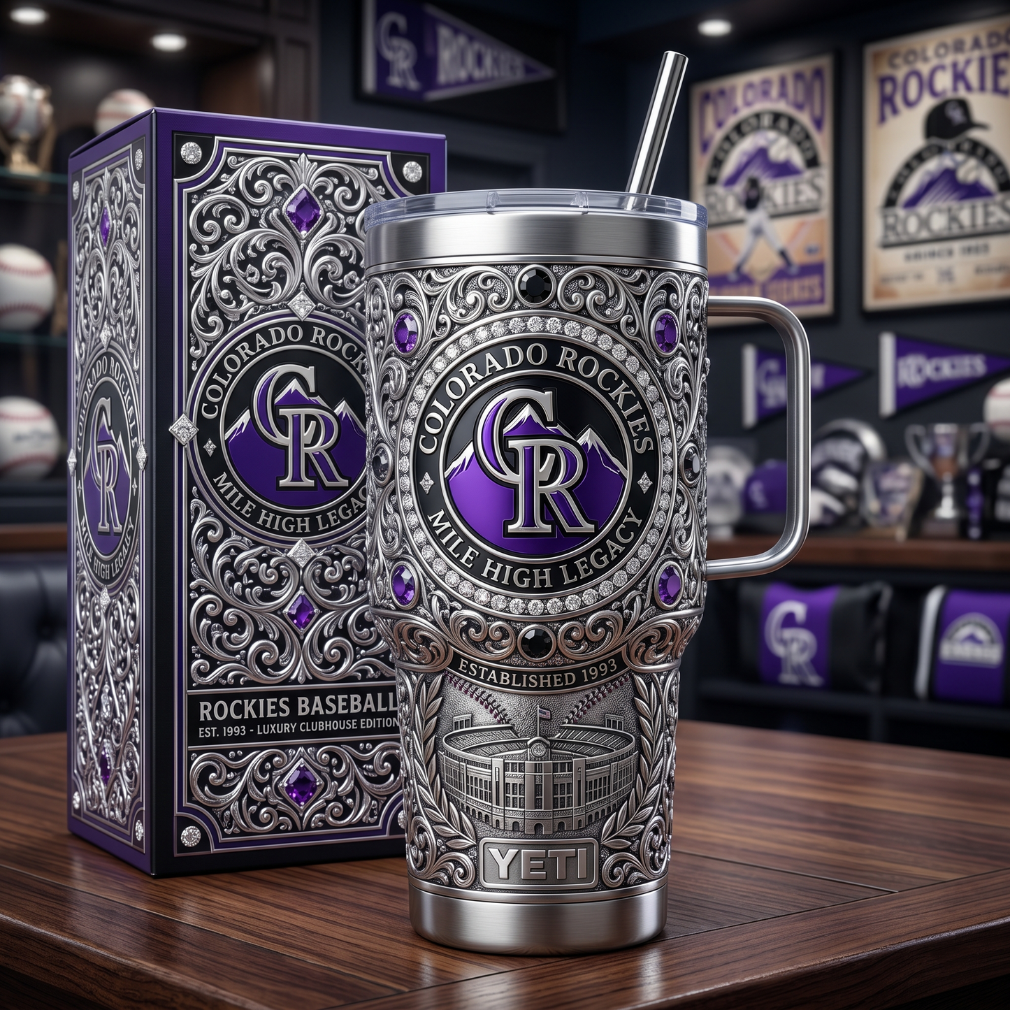 Colorado Rockies 40 oz Tumbler with Handle and Lid