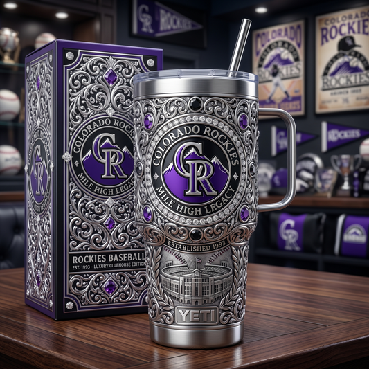 Colorado Rockies 40 oz Tumbler with Handle and Lid