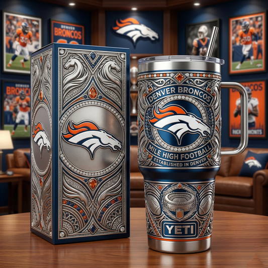 Broncos 40 oz Tumbler with Handle and Lid