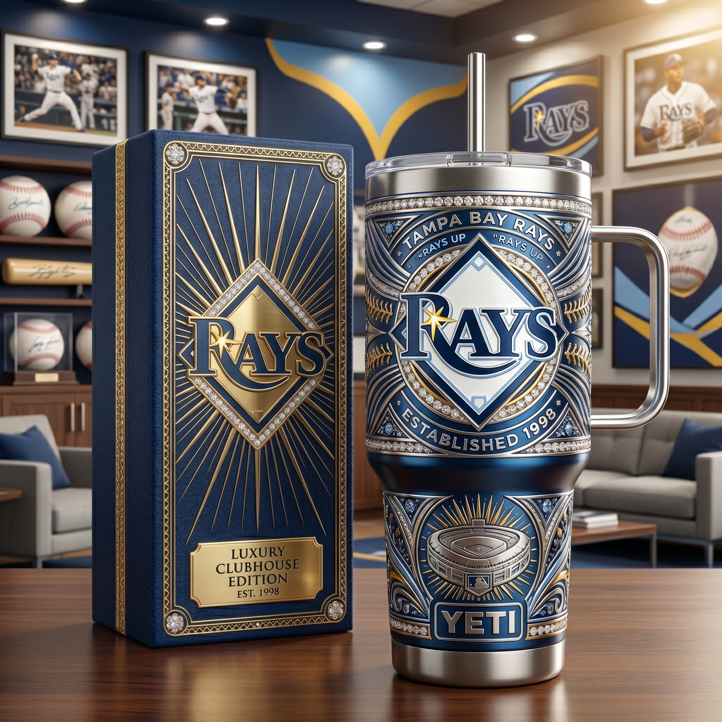 Tampa Bay Rays 40 oz Tumbler with Handle and Lid