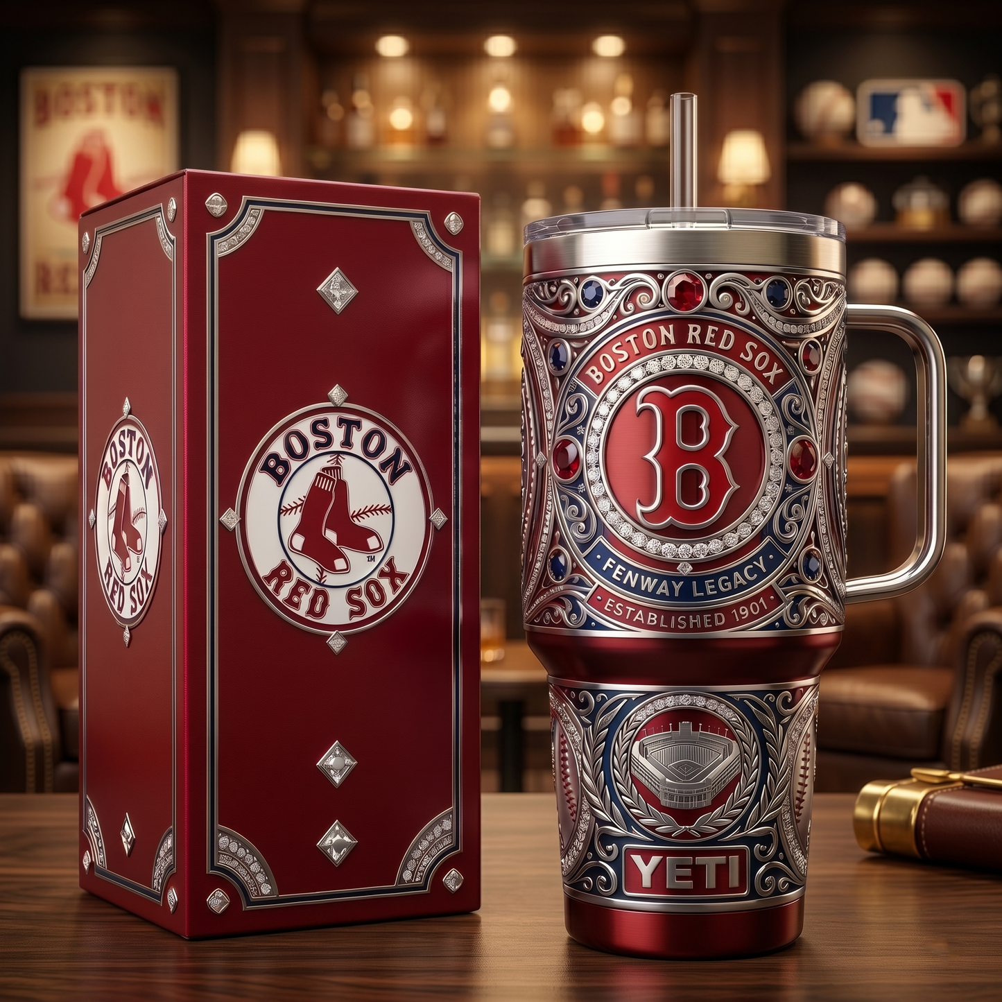 Boston Red Sox 40 oz Tumbler with Handle and Lid