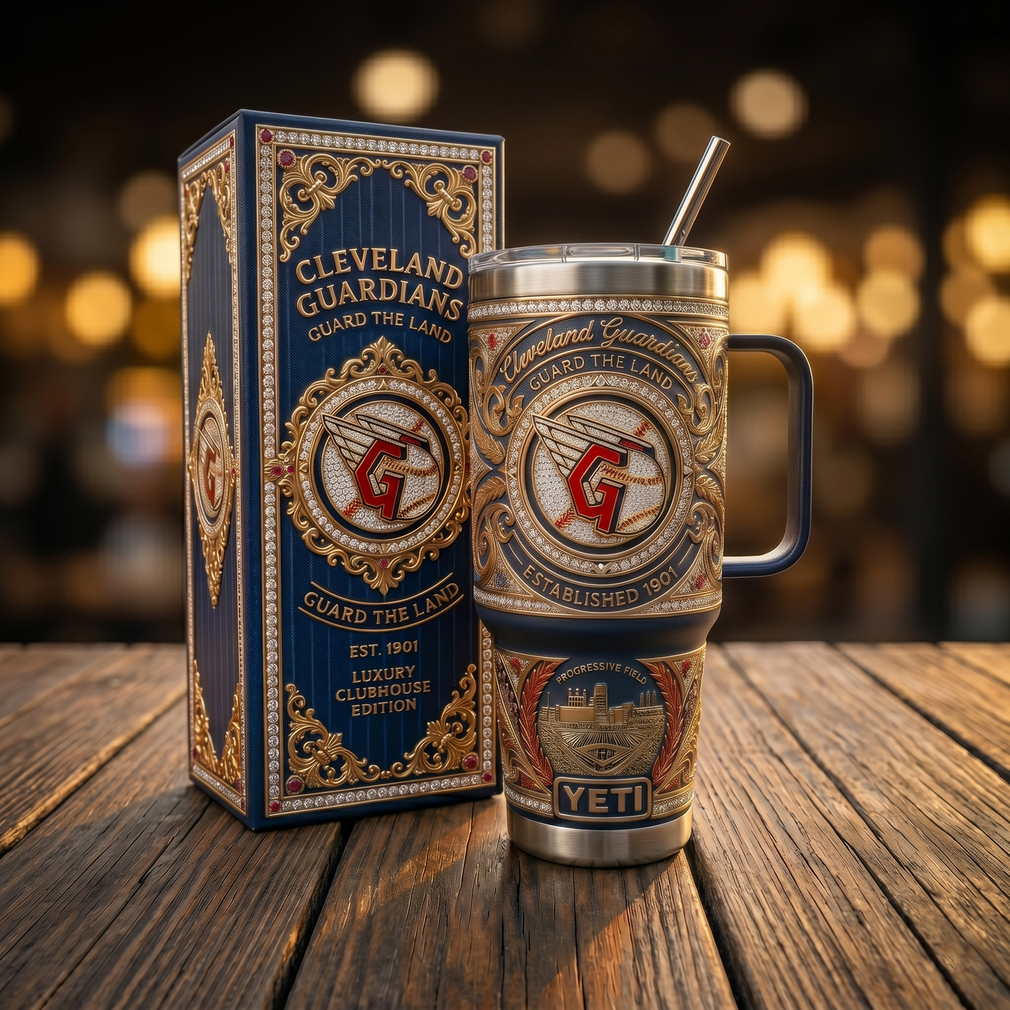 Cleveland Guardians 40 oz Tumbler with Handle and Lid