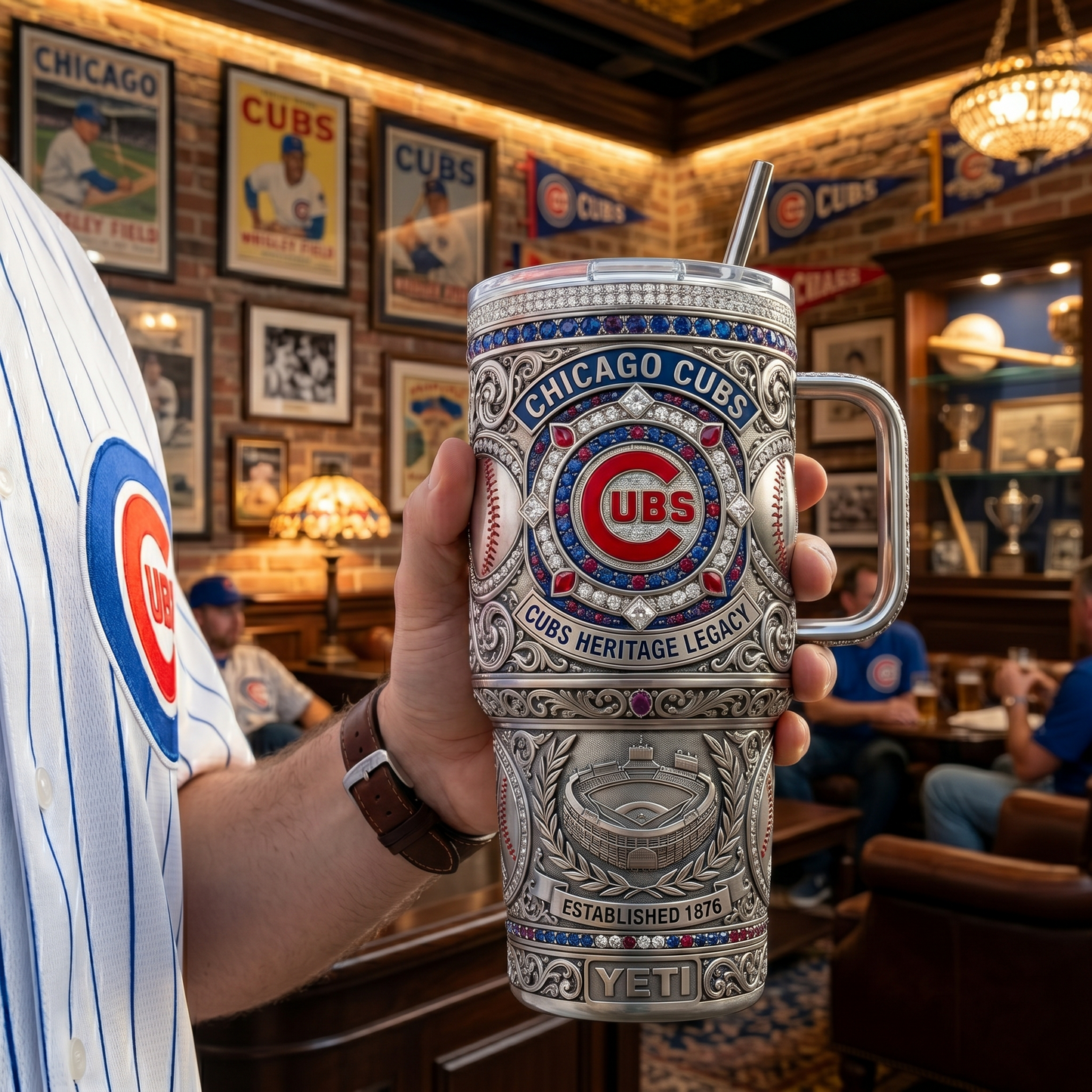 Chicago Cubs 40 oz Tumbler with Handle and Lid
