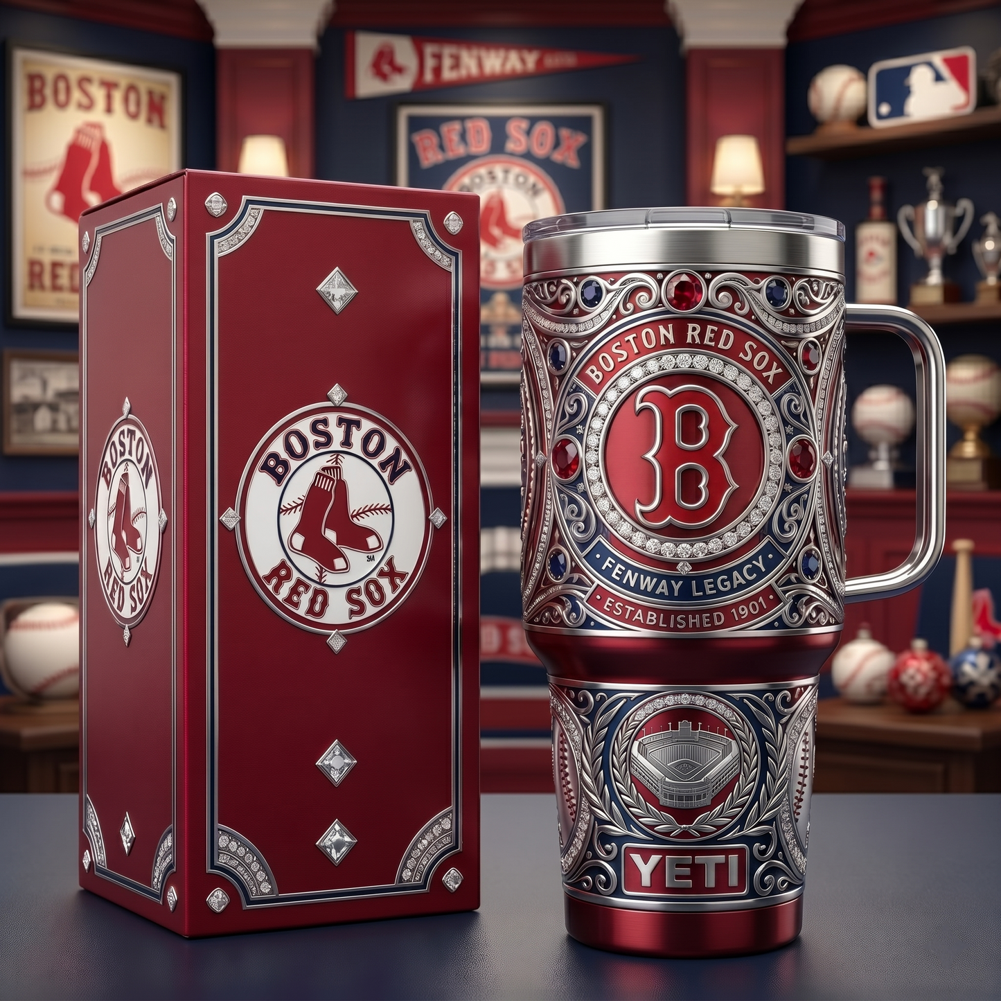 Boston Red Sox 40 oz Tumbler with Handle and Lid