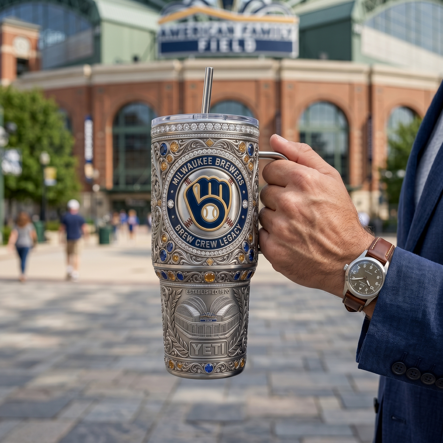 Milwaukee Brewers 40 oz Tumbler with Handle and Lid