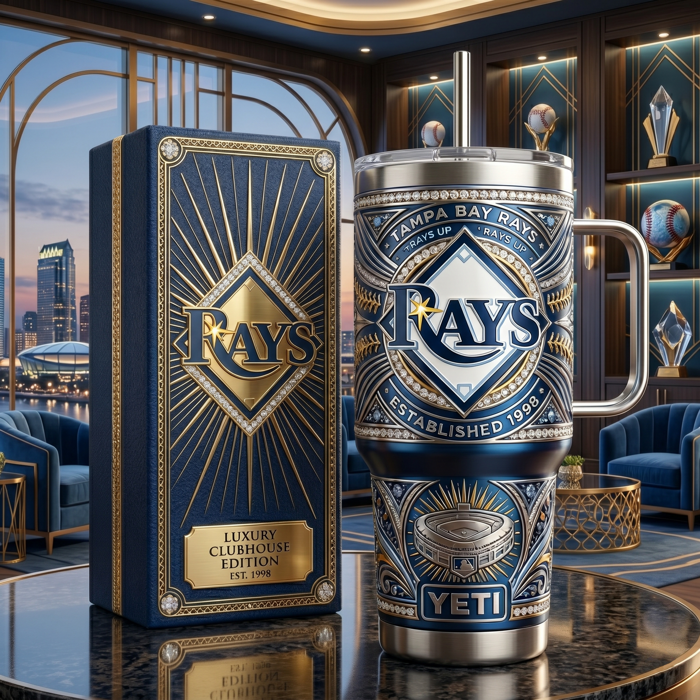Tampa Bay Rays 40 oz Tumbler with Handle and Lid