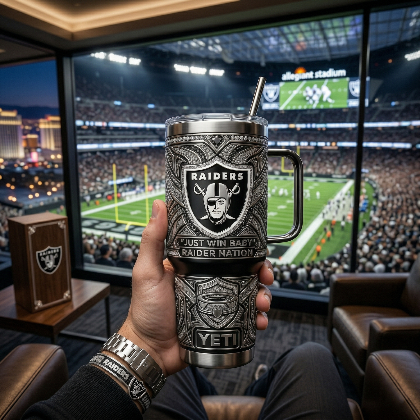 Raiders 40 oz Tumbler with Handle and Lid