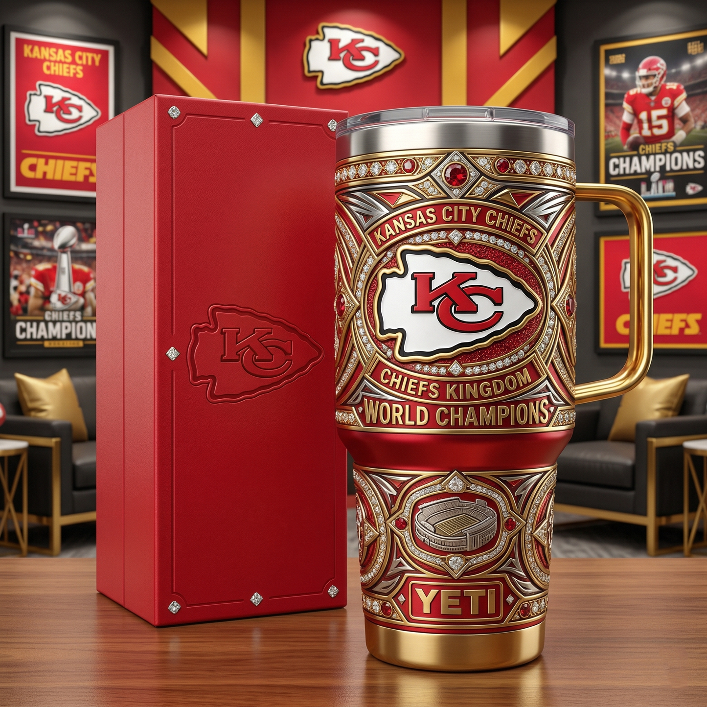 Chiefs 40 oz Tumbler with Handle and Lid