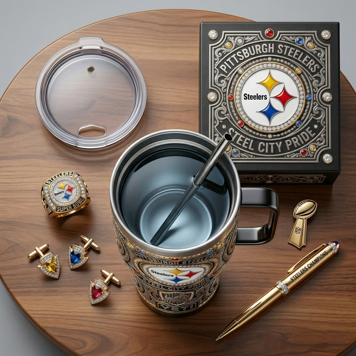 Steelers 40 oz Tumbler with Handle and Lid
