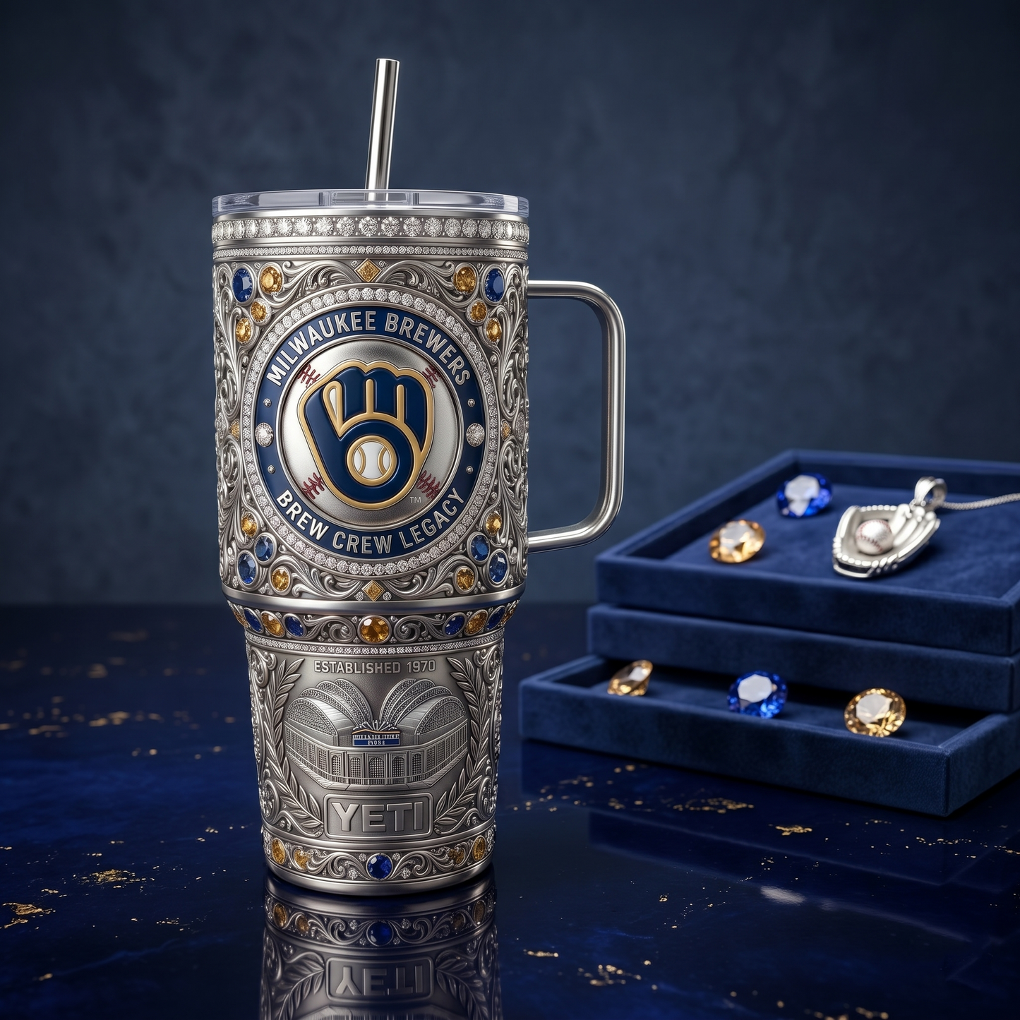 Milwaukee Brewers 40 oz Tumbler with Handle and Lid